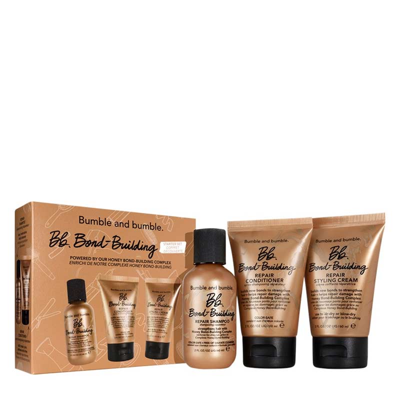 Bumble and bumble Bond Building Repair Starter Set for Damaged Hair - Strengthening Shampoo, Conditioner & Treatment for Dry, Brittle Hair - Perfect for Salon-Quality Hair Care at Home