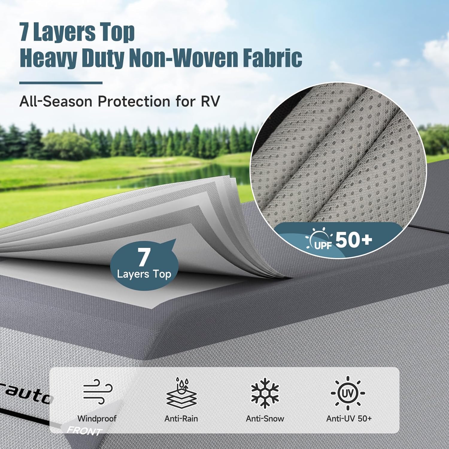 Umbrauto Truck Camper Cover - 7 Layer Heavy Duty RV Cover for 8-10FT Slide-in Campers | All Season Waterproof & Windproof Protection | Perfect for Winter Storage & Outdoor Camping Adventures