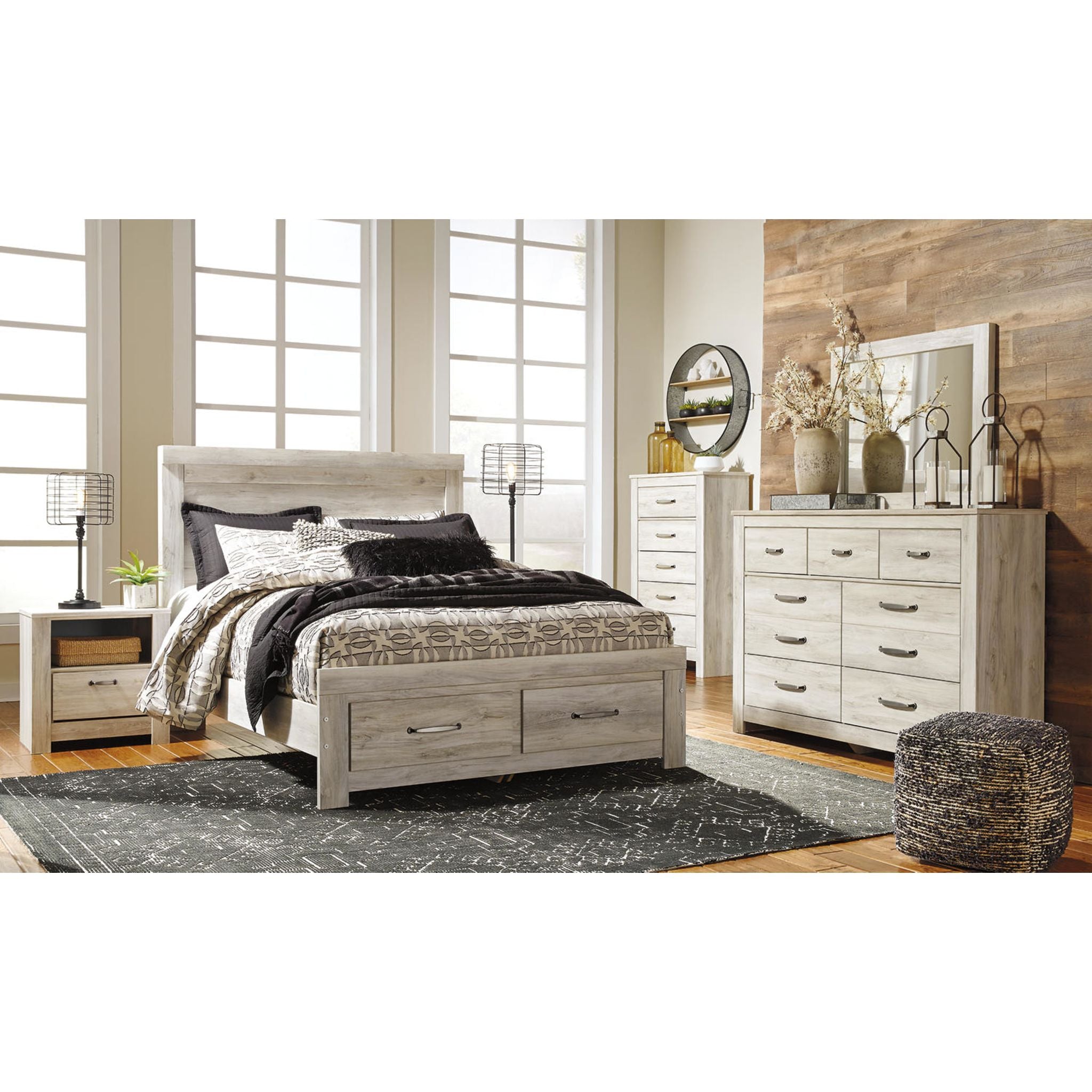 Bellaby Panel Headboard - Whitewash Finish - Queen Size Upholstered Bed Headboard for Bedroom Decor - Perfect for Modern, Farmhouse & Coastal Style Homes