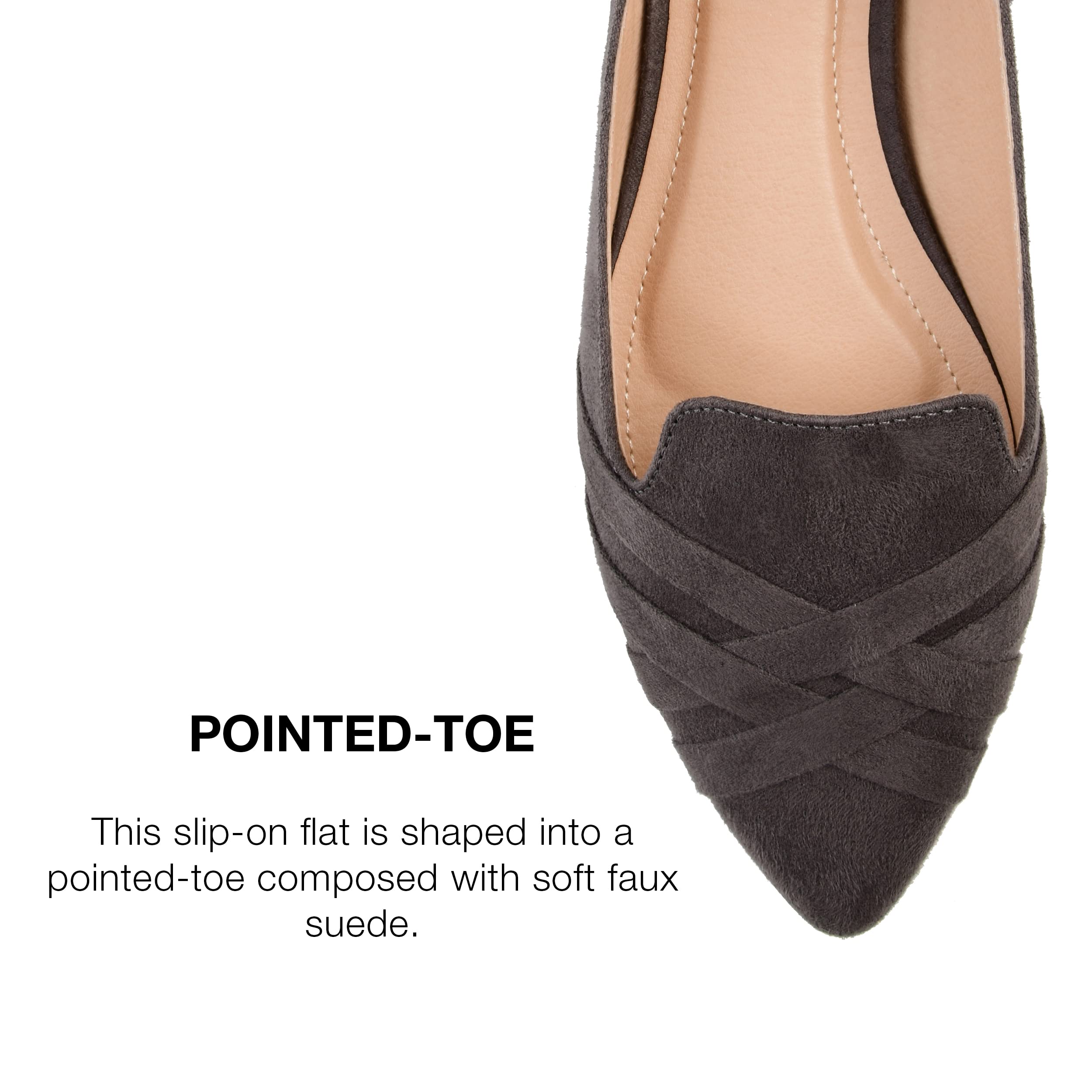 Journee Collection Women's Mindee Slip On Pointed Toe Loafer Dress Flats - Comfortable Grey Loafers for Women Size 7.5 - Perfect for Office, Business Casual & Everyday Wear