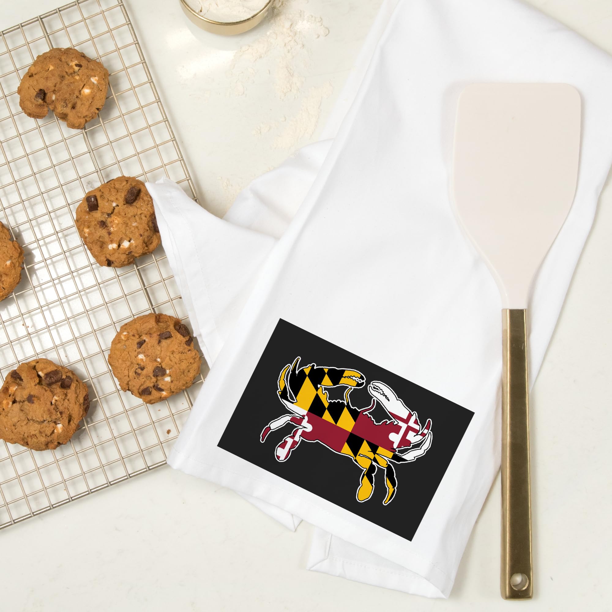 Maryland Crab Shaped Flag Tea Towel - 100% Cotton Decorative Hand Towel for Kitchen & Home - Perfect for Cooking, Decor, and Gifts