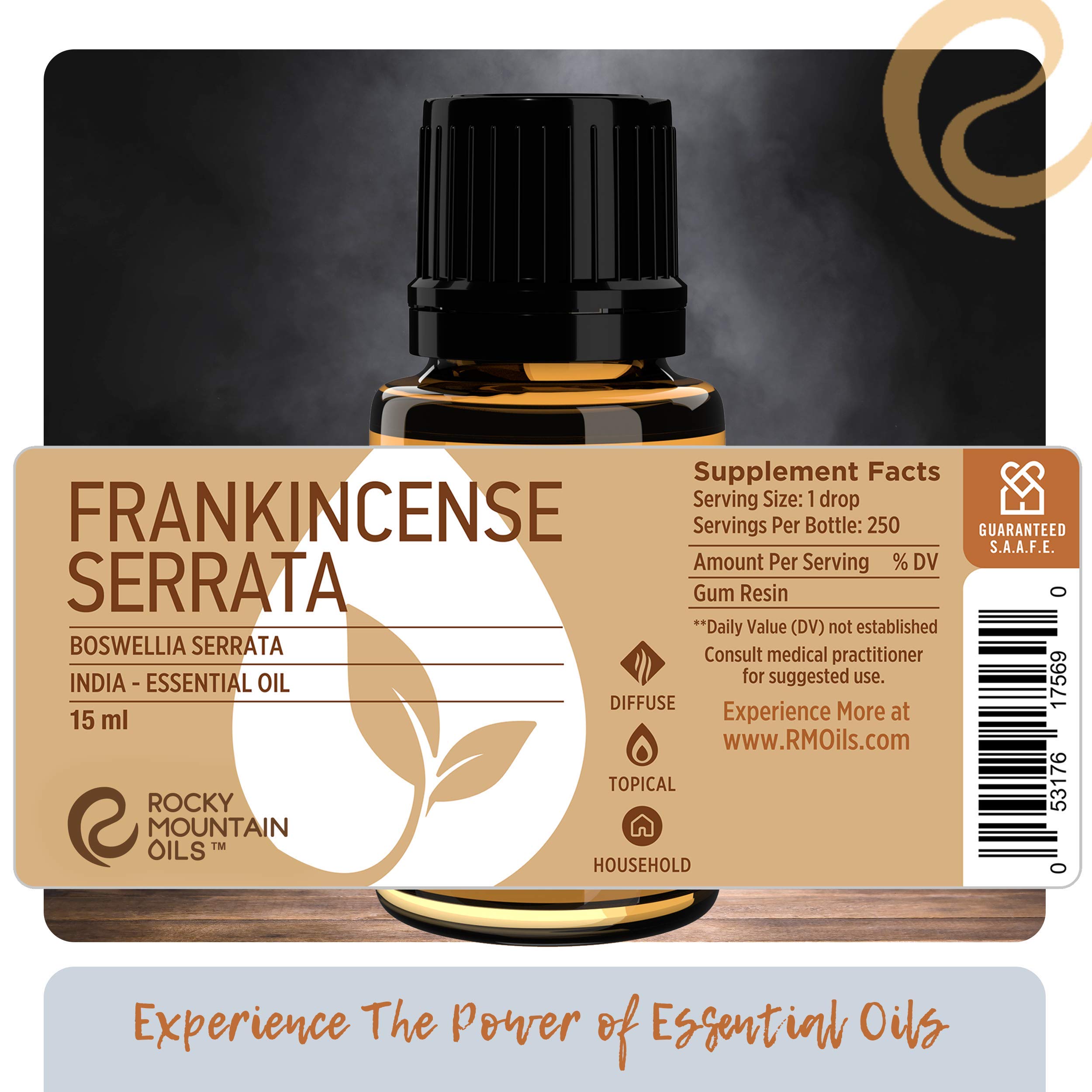 Rocky Mountain Oils Frankincense Serrata 15ml Pure Essential Oil for Aromatherapy, Relaxation & Skin Care | 100% Natural Therapeutic Grade Oil for Diffusers, Massage & DIY Beauty Products