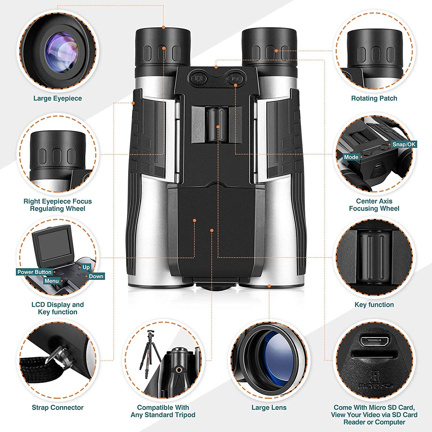 12x32 5MP Digital Binoculars with 2