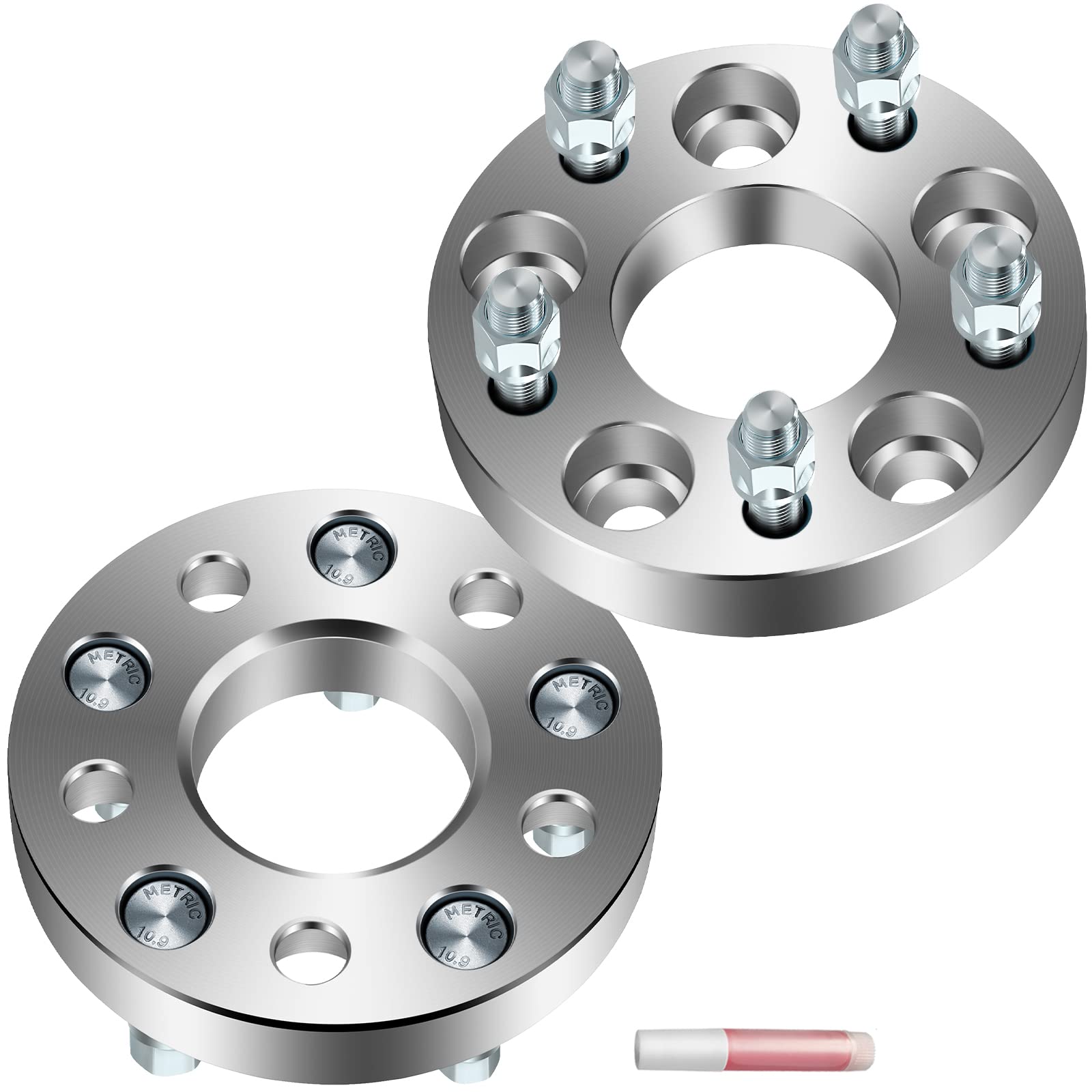 SCITOO 1 Inch Wheel Spacers (2Pcs) – 5x110 Bolt Pattern, 12x1.5 Thread, 65.1mm Hub – Silver Wheel Adapters for Cadillac Catera 1997-2001, Chevrolet Cobalt 2005-2010, Malibu 2004-2012, HHR 2006-2011 – Perfect for Enhanced Stance & Performance Upgrades