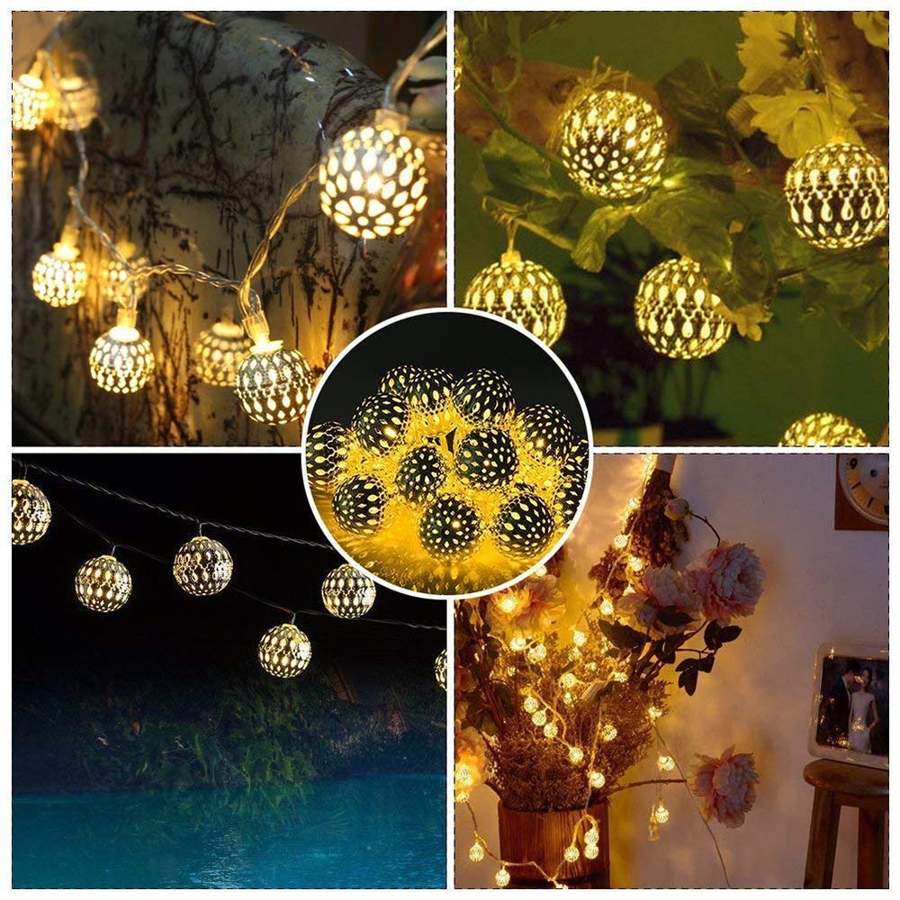 Rose Gold Geometric LED Fairy Lights - 20 LEDs, Battery Powered for Bedroom & Wedding Decor