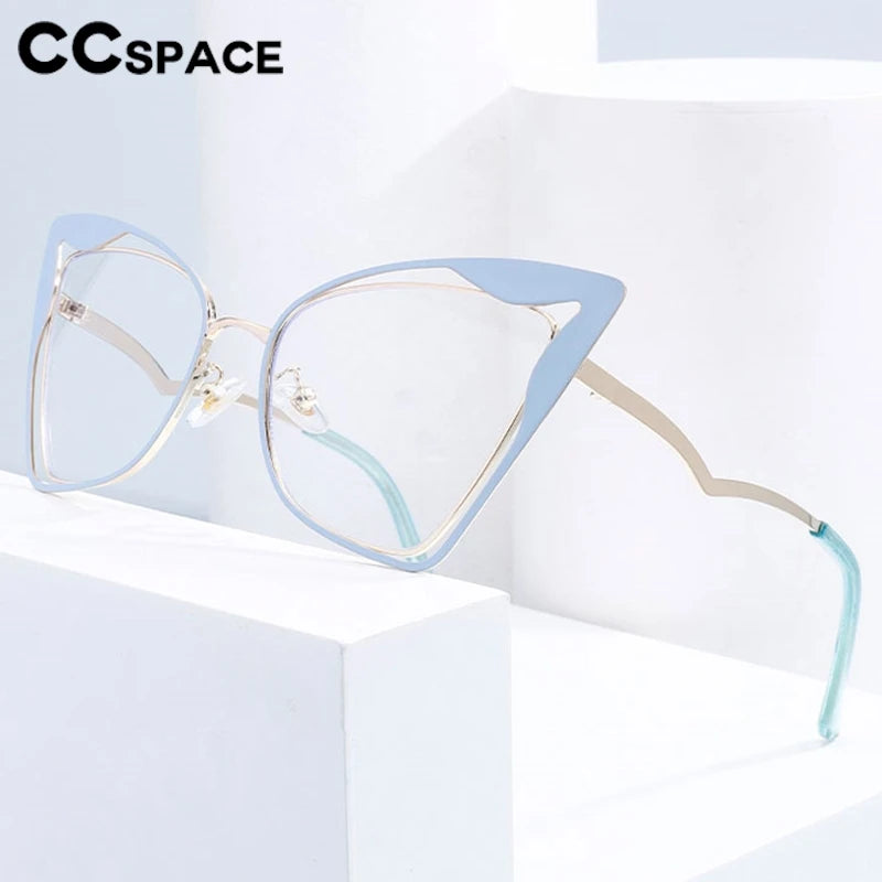 CCspace Women's Fashion Oval Butterfly Full Rim Eyeglasses Frame - Lightweight Alloy Metal Glasses for Women, Perfect for Reading, Working & Daily Wear