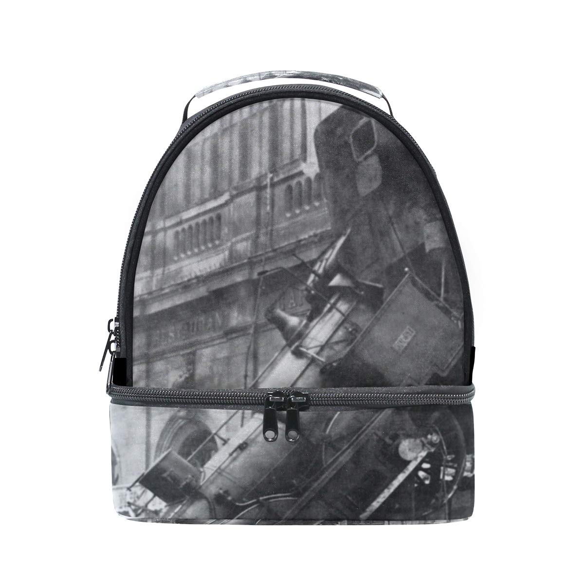 HEOEH Insulated Train Wreck Steam Locomotive Lunch Box - Leakproof Cooler Tote Bag with Adjustable Strap for School, Work & Picnics | Perfect for Kids & Adults