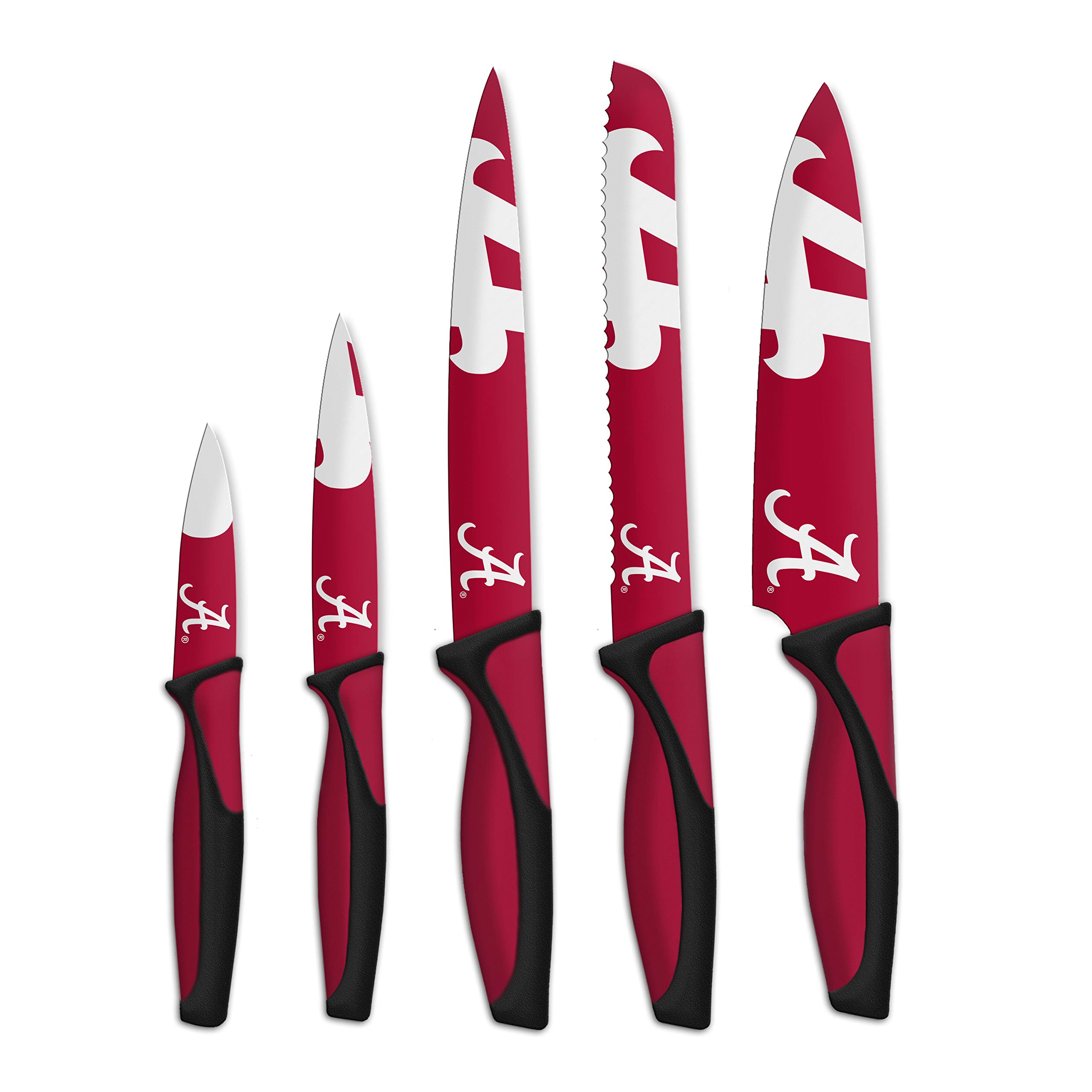 NCAA Kitchen Knives Set - 5-Piece Stainless Steel Chef, Bread, Carving, Utility & Pairing Knives - Dishwasher Safe - Perfect Gift for Sports Fans - Ideal for Cooking, Slicing Bread, Carving Meats & Food Prep
