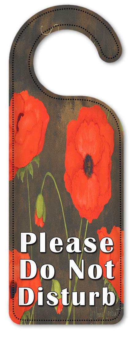 Elegant Do Not Disturb Door Hanger Sign with Poppy Art - Perfect for Hotels, Bedrooms & Privacy (Art Plates)