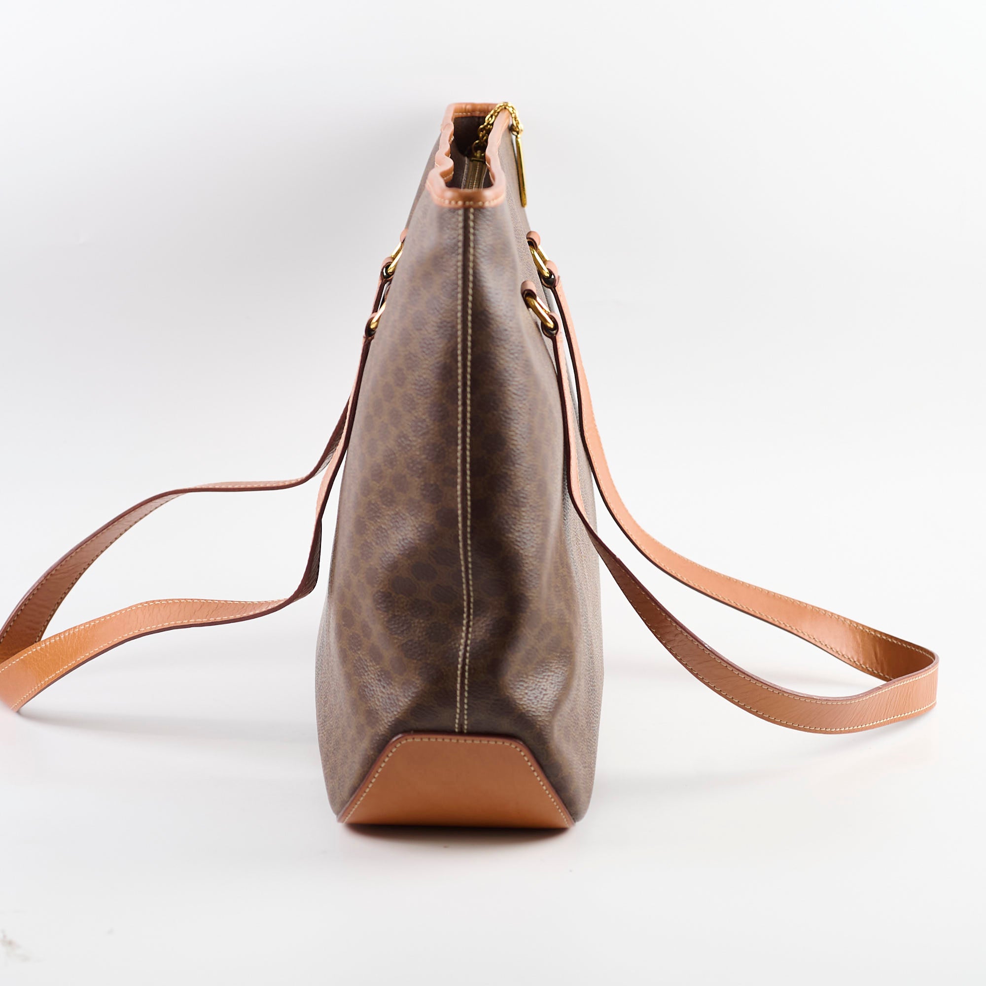 Vintage Brown Leather Shoulder Tote Bag for Women - Celine Inspired Handbag for Work, Travel & Everyday Use