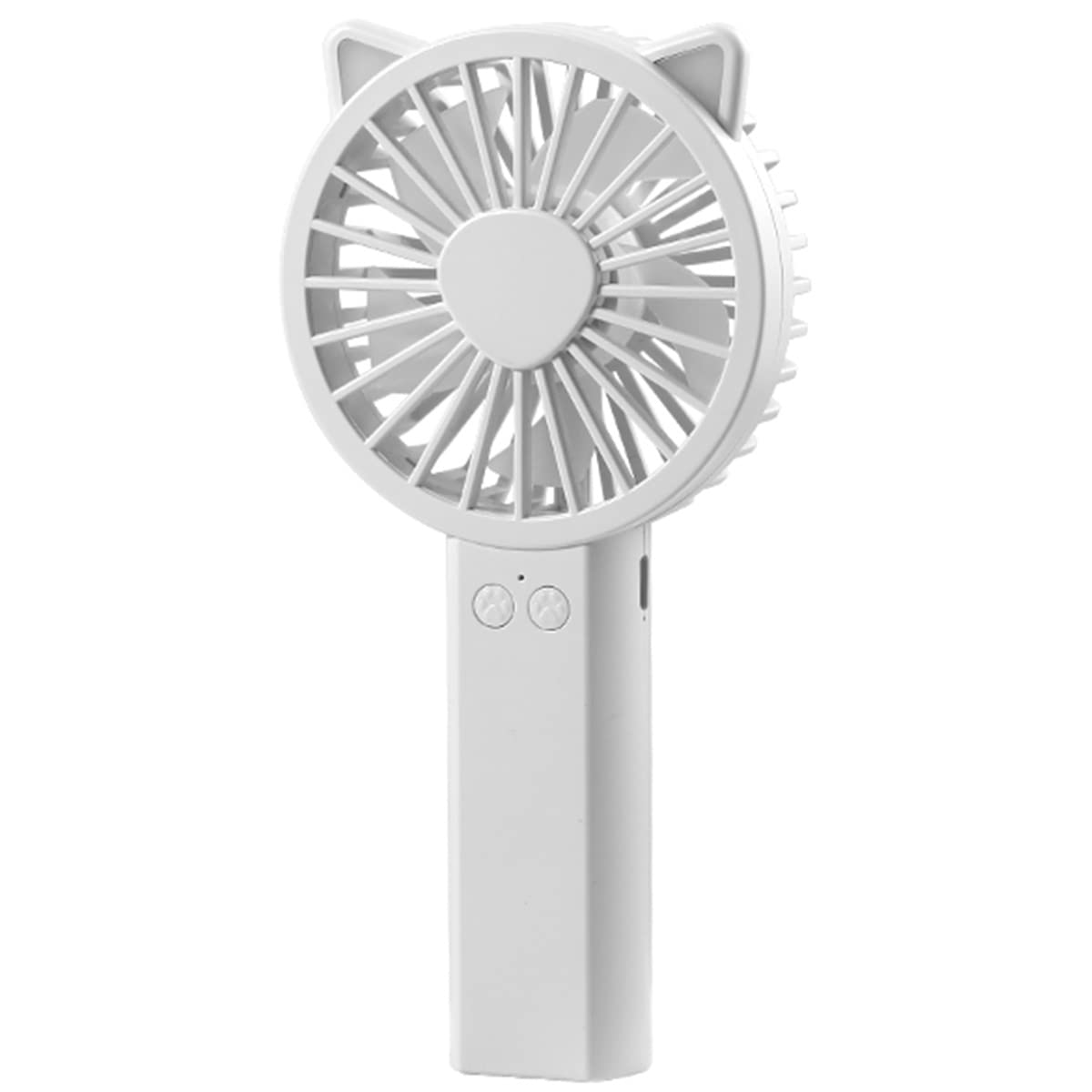 Hotbest Rechargeable Mini Handheld Fan - Portable Cat Ear Personal Fan with 3 Speed Settings, 1200mAh Battery, LED Light - Perfect for Camping, Travel, Library, Cycling & Outdoor Activities (White)