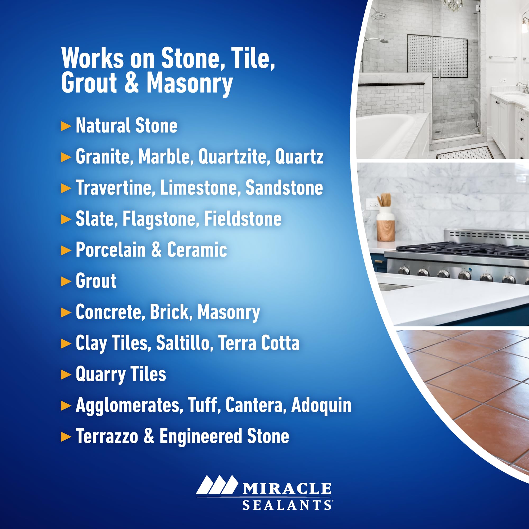 Miracle Sealants 511 Impregnator Penetrating Sealer - 1 Gallon (4 Pack) | Waterproof Stone & Tile Sealer for Natural Stone, Concrete, Grout | Perfect for Countertops, Showers, Floors & Outdoor Pavers