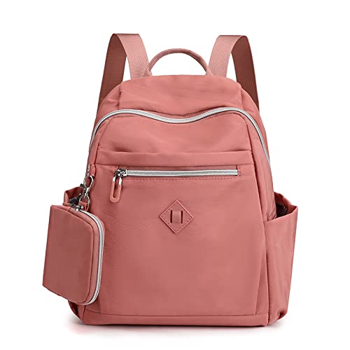 Anti-Theft Waterproof Nylon Oxford Backpack for Women - Stylish Rucksack with Coin Purse (Pink Orange) | Perfect for Travel, Work, School & Outdoor Adventures