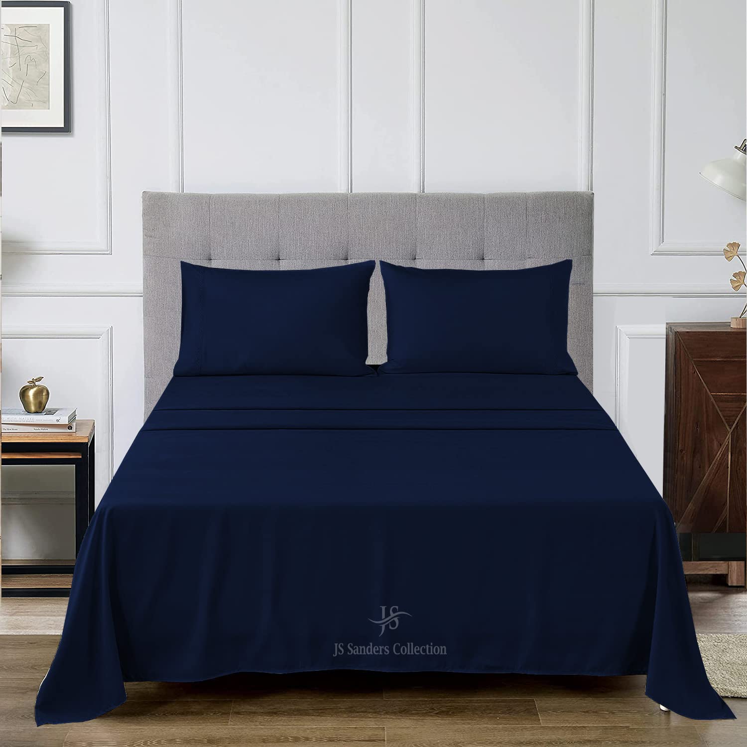 Luxury 100% Egyptian Cotton Alaskan King Sheet Set (108x108 Inches) - 1000 Thread Count, Navy Blue, 15