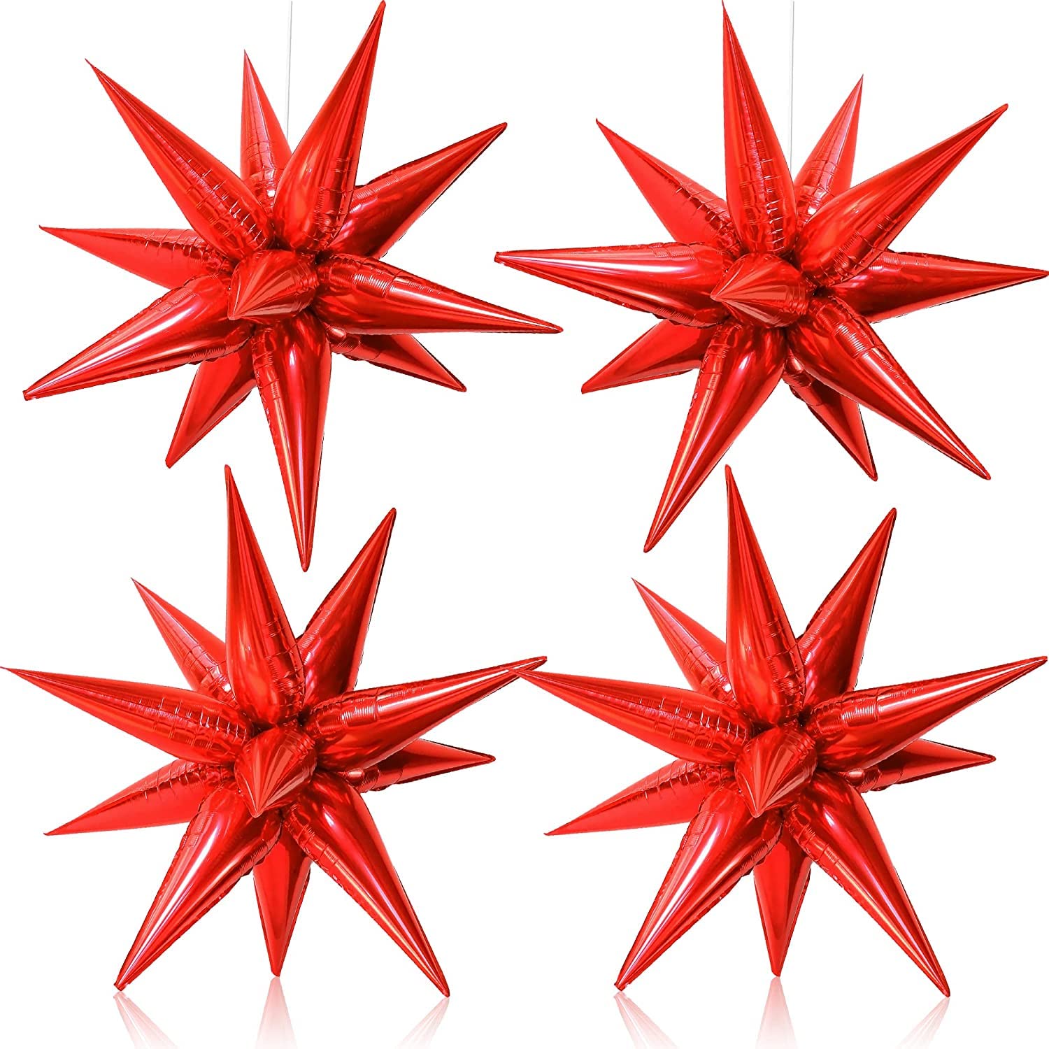 50pcs Red 26'' Huge Explosion Star Foil Balloons - Premium Starburst Cone Mylar Balloons for Birthday Party, Wedding, Baby Shower & Photo Booth Backdrop Decorations | Perfect for Indoor & Outdoor Celebrations