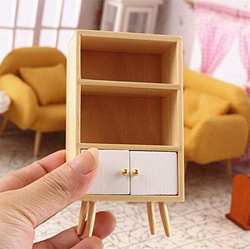 1:12 Scale Dollhouse Miniature Wooden Bookcase & Cabinet - Bookshelf Storage Organizer for Dollhouse, Books, Toys & Collectibles - Perfect for Miniature Rooms, DIY Projects & Home Decor