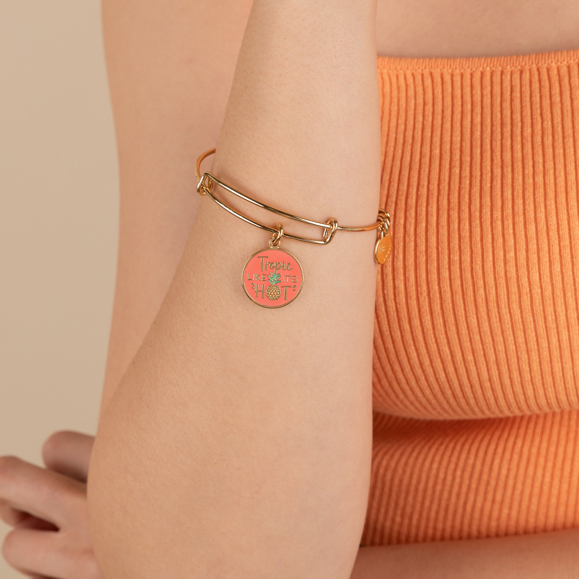 Tropic Like It's Hot Charm Bangle - Trendy Summer Beach Bracelet for Women | Perfect for Vacation, Pool Party & Tropical Getaways