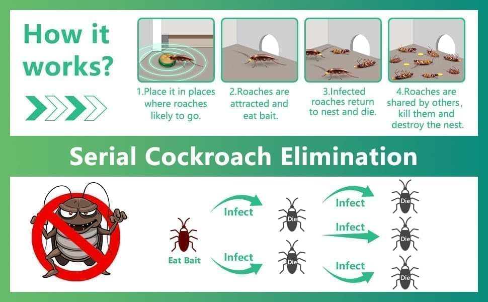 Homly Natural Cockroach Killer Gel - Powerful Roach Repellent for Home & Kitchen | Long-Lasting Pest Control Solution | Safe & Effective Cockroach Elimination (6-Pack) | Ideal for Kitchens, Bathrooms & Basements