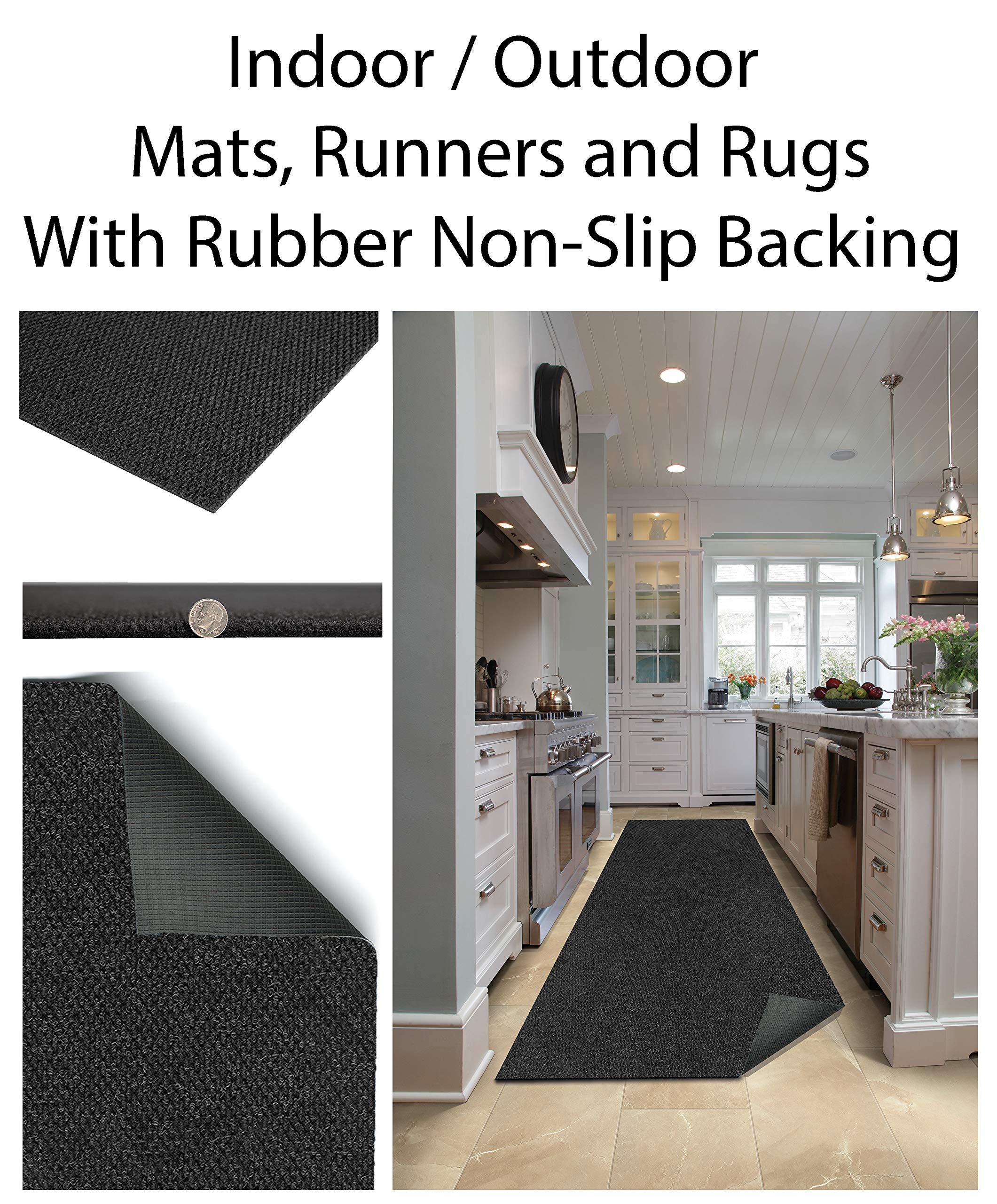 Durable Heavy Duty Rubber Doormat for Indoor & Outdoor Use - Easy to Clean, Non-Slip Entry Mat for High Traffic Areas Like Garage, Patio, Foyer, Laundry & Kitchen - Charcoal Grey 6x9 Feet - Perfect for Muddy Shoes, Pet Paws & Wet Weather Protection