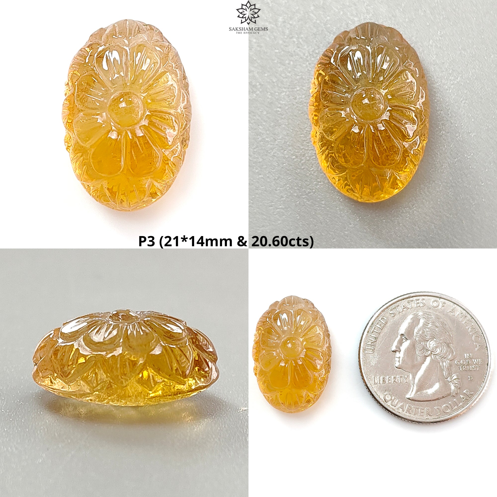 Natural Untreated Yellow Citrine Gemstone - Hand Carved Oval Shape 1pc for Jewelry Making | Healing Crystal, Birthstone Gift, Meditation Stone, Energy Stone Collection
