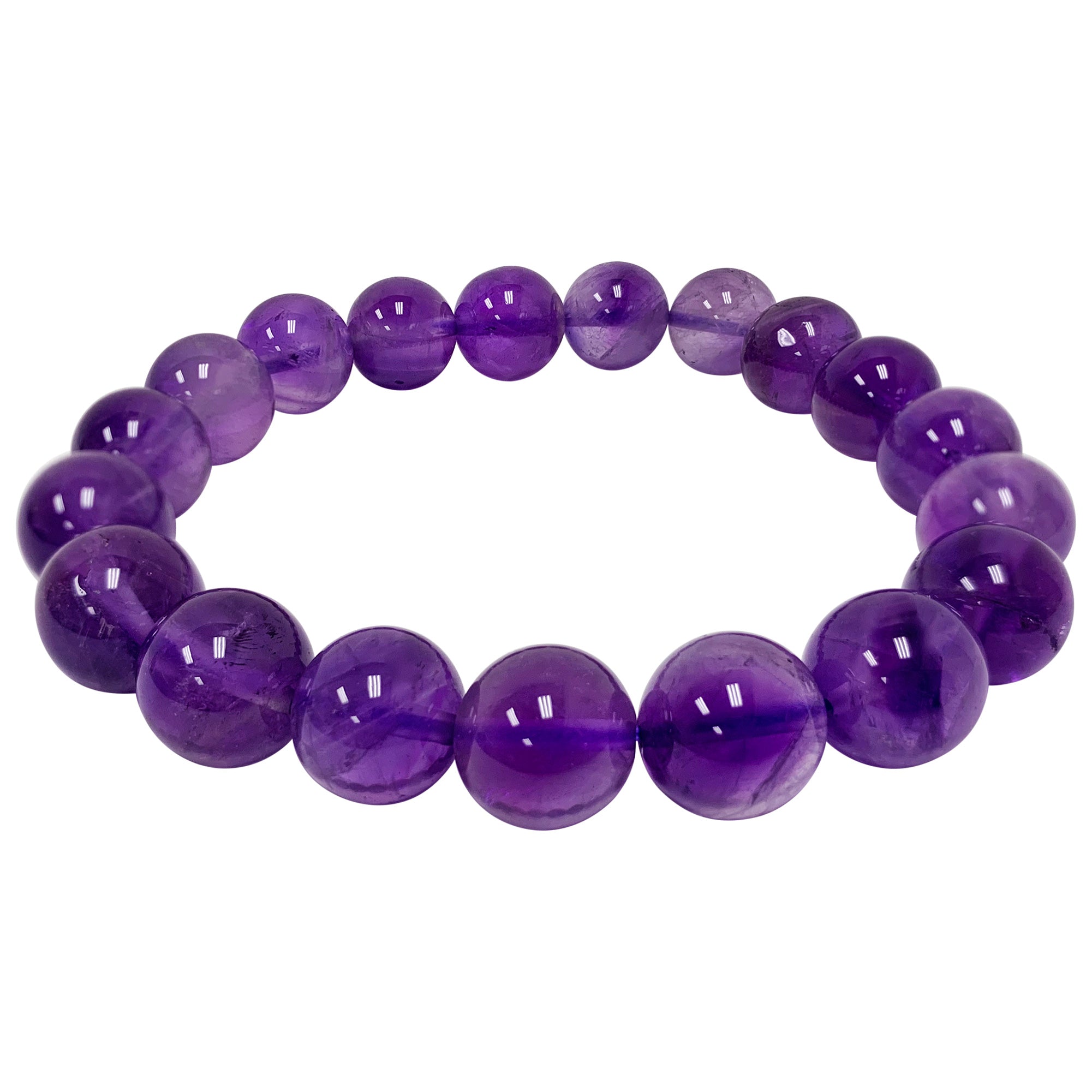 10mm Round Stretch Amethyst Bead Bracelet for Men & Women - Handmade Healing Crystal Jewelry for Yoga, Meditation & Spiritual Gifts