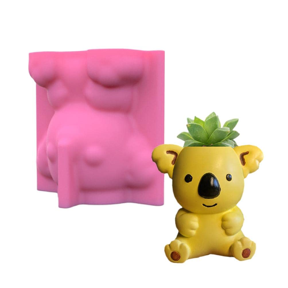 Cute Koala Flowerpot Silicone Mold for UV Epoxy, Concrete, Plaster & Resin Crafts – DIY Vase & Decorative Letter Molds – Perfect for Home Decor, Gifts & Art Projects