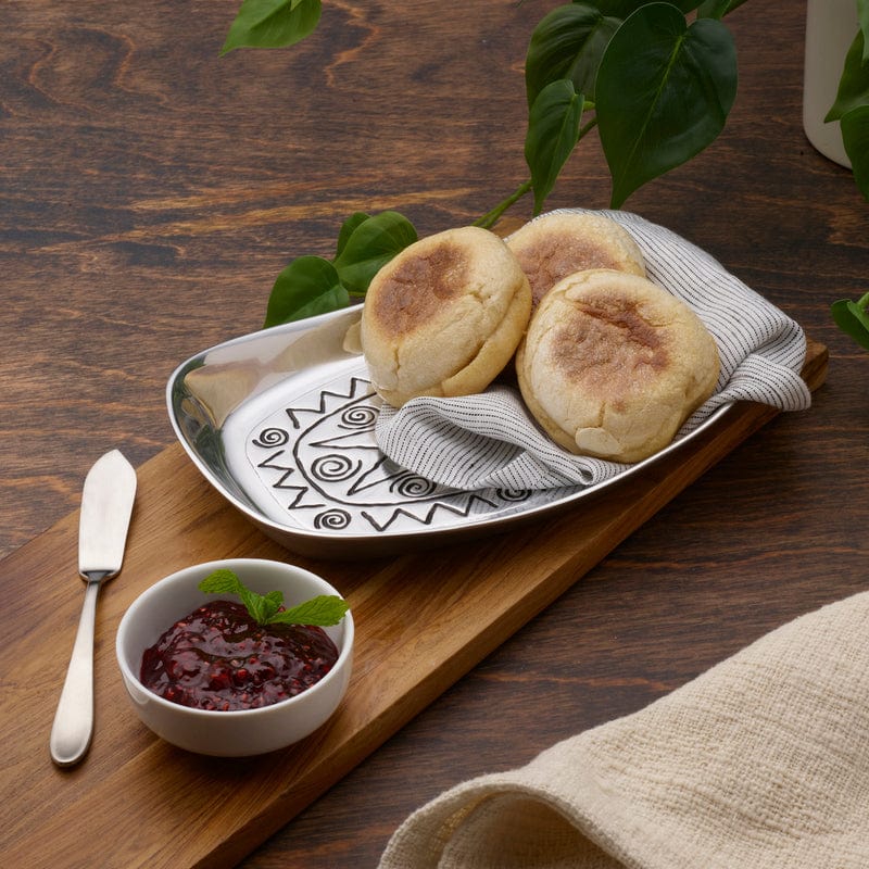 Reggae Bread Tray - Premium Bamboo Bread Serving Tray for Parties, Breakfast & Kitchen Decor | Eco-Friendly Wooden Bread Basket for Home & Restaurant Use