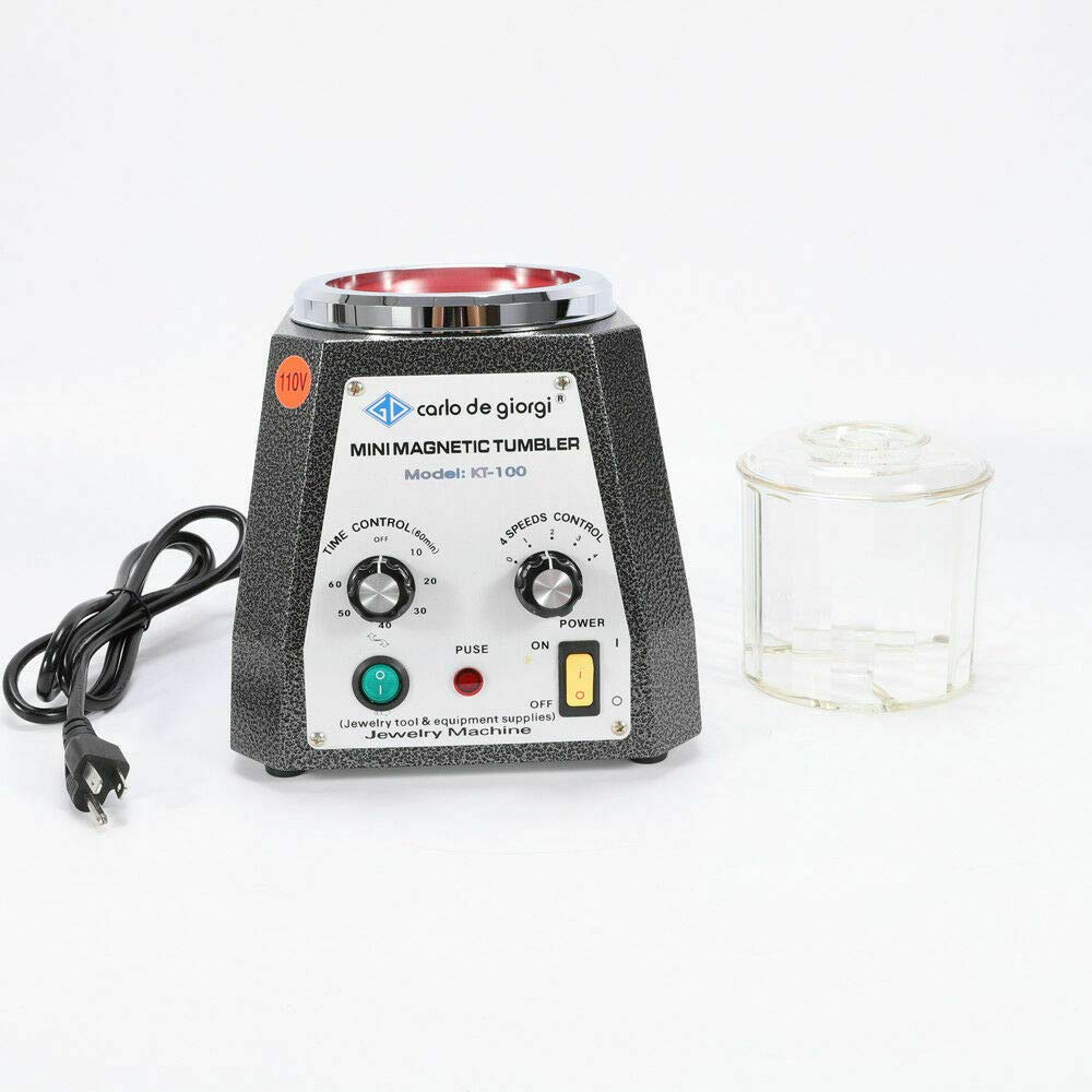 KT-100 Magnetic Tumbler - 100mm Jewelry Polisher & Finisher with 4-Speed Control for Metal, Silver, Gold Jewelry Cleaning & Polishing - Perfect for Jewelry Makers, DIY Crafts & Small Workshop Use