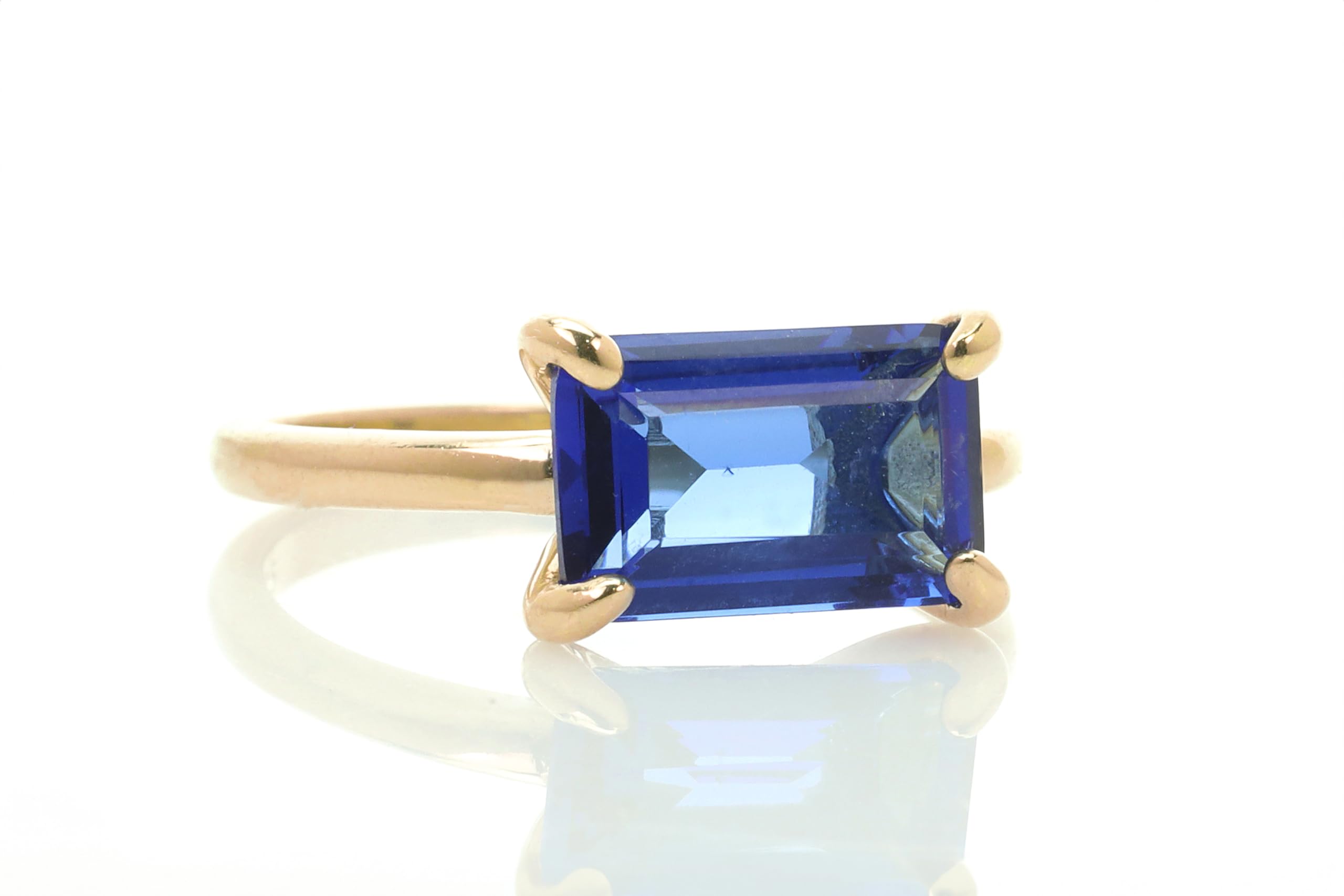 Exquisite Blue Sapphire Engagement Ring - Rectangle Solitaire Wedding Band, Custom Birthstone Jewelry for Women | Anniversary Gift with Luxury Gift Box | Perfect for Proposals, Weddings & Special Occasions