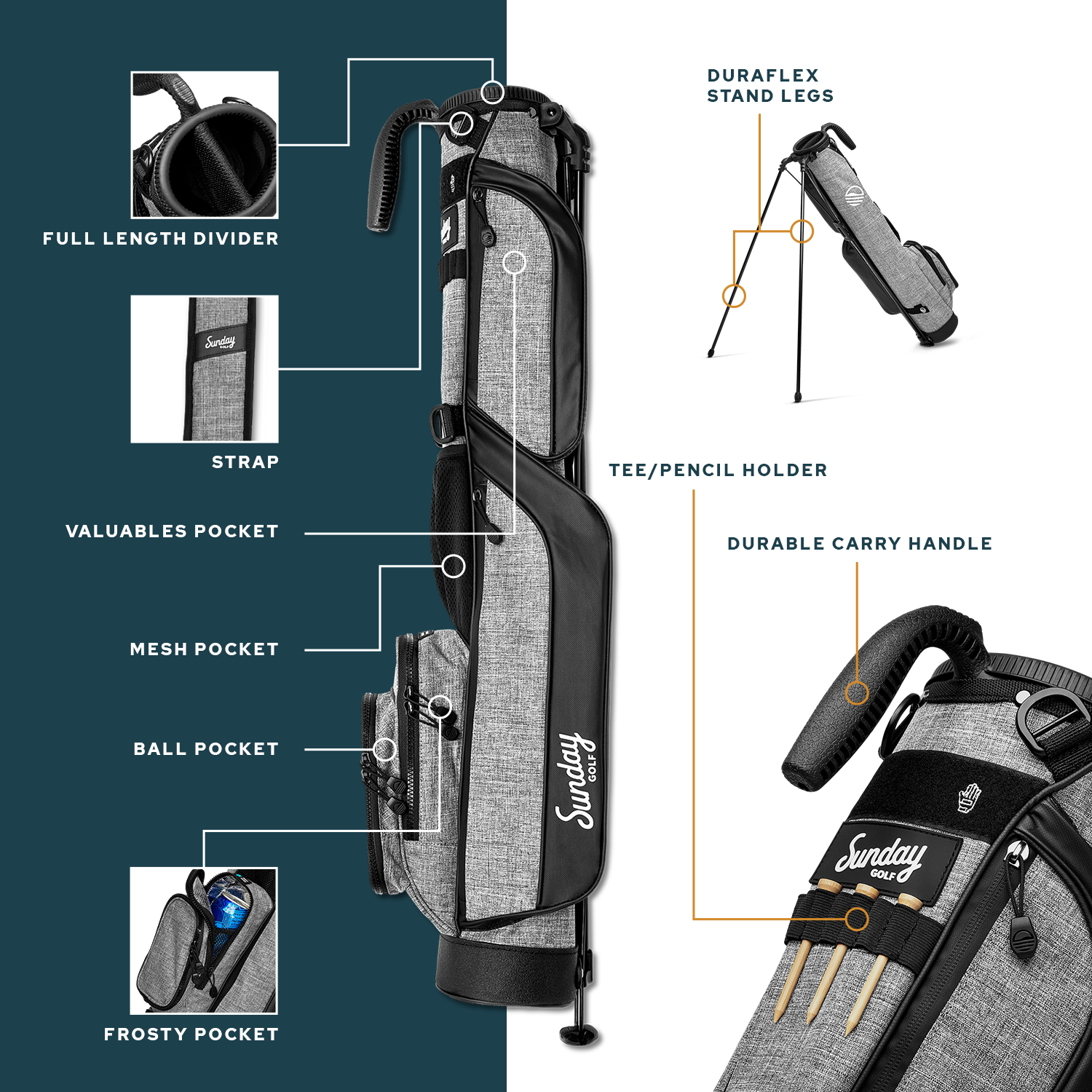 Sunday Golf LOMA BAG | Premium Golf Stand Bag in Ron Burgundy Color | Perfect for Weekend Golfers & Course Play
