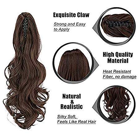 VIEWS Clutcher Based Synthetic Hair Extension | Black Ponytail Hairpiece for Women | Perfect for Parties, Weddings & Everyday Styling