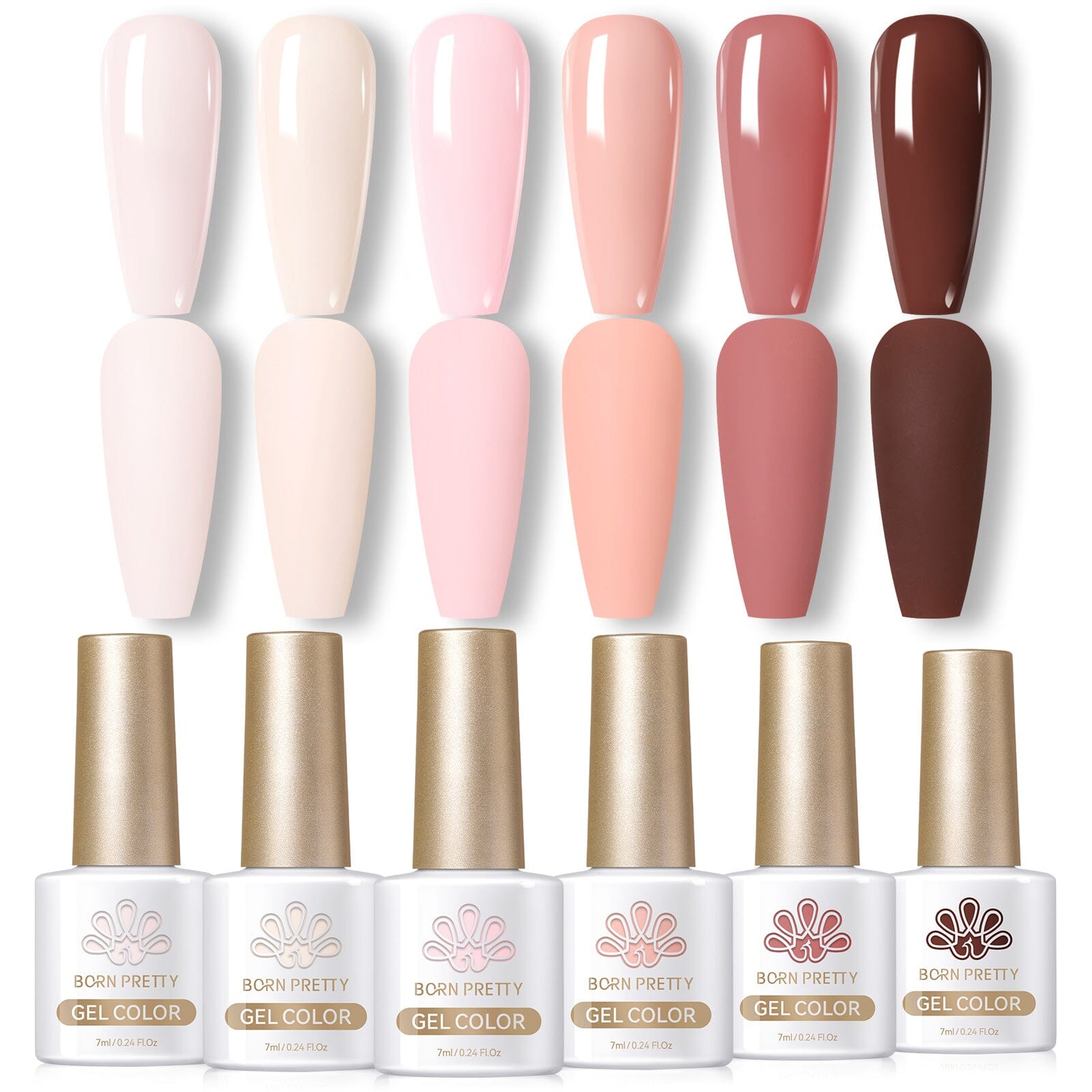 6 Colors Gel Nail Polish Set - Maria Rose 7ml Long Lasting Soak Off UV LED Nail Polish Kit for Manicure & Pedicure at Home Salon