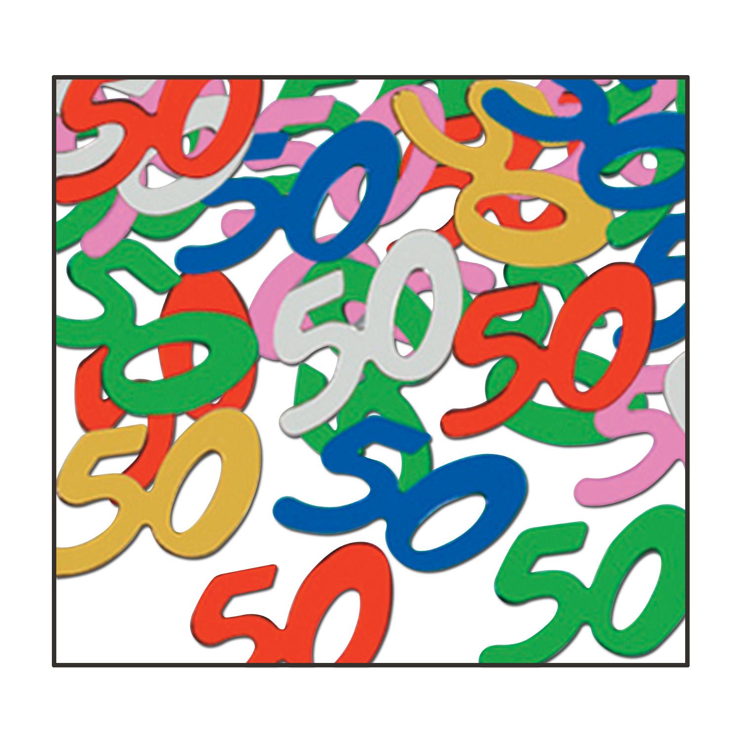 12 Pack Beistle Confetti - 50th Birthday Party Decorations, Multi-Color Silhouette Designs (0.5 Oz per Package) - Perfect for Anniversary Celebrations, Cake Toppers & Festive Table Scatters