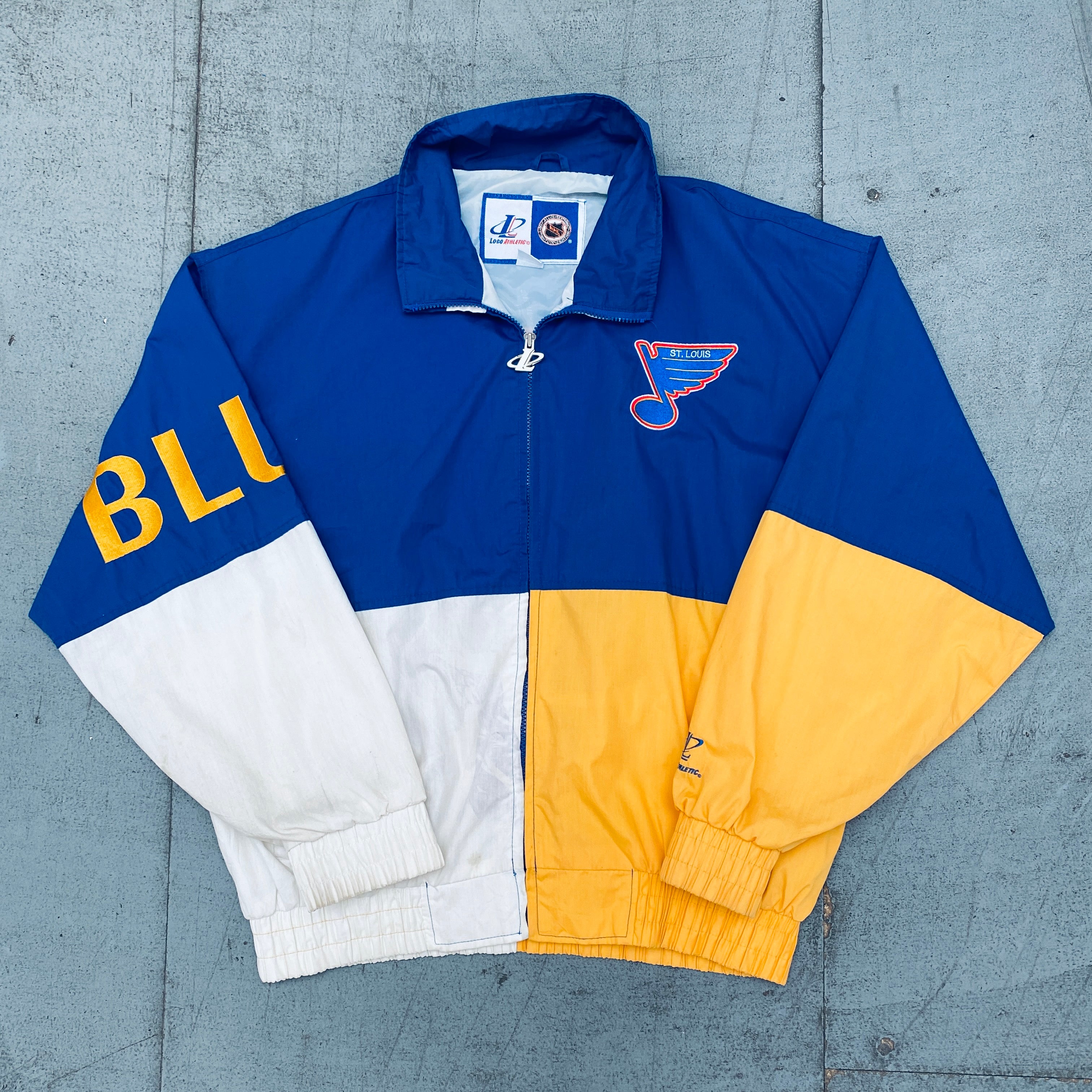St. Louis Blues 1995 Logo Athletic Full-Zip Windbreaker Jacket - XL Size for Men, Vintage NHL Hockey Fan Apparel, Perfect for Games, Outdoor Sports & Casual Wear