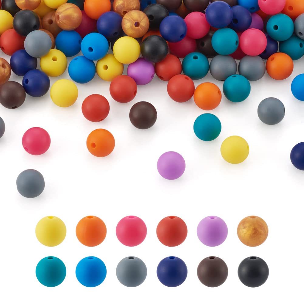 120pcs 12mm Colorful Round Silicone Beads for Keychains, Lanyards, Necklaces & Bracelets - DIY Jewelry Making Craft Supplies - Perfect for School Projects, Party Favors and Gift Decorations