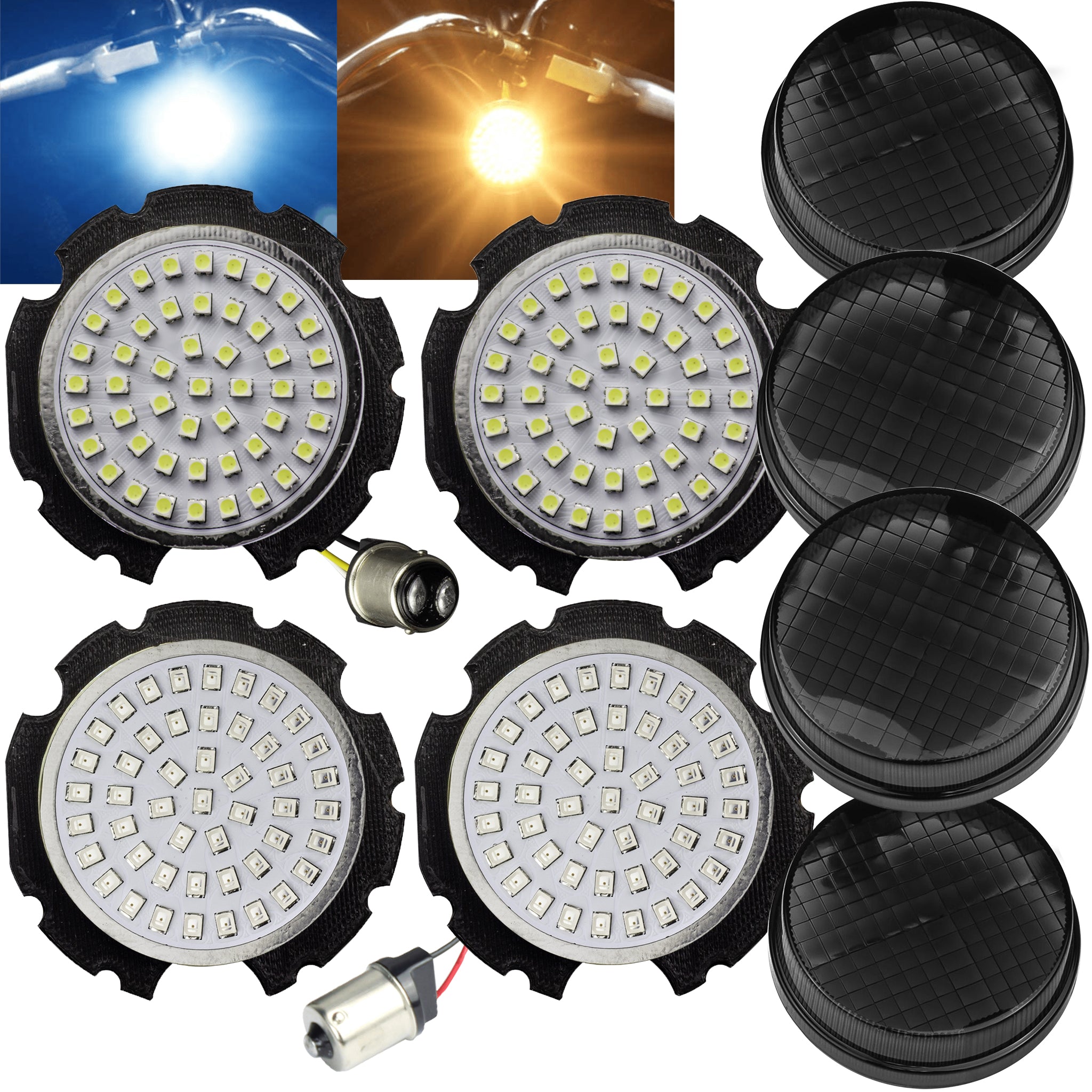 Eagle Lights Generation II LED Turn Signal Kit for Honda VTX - Front 1157 & Rear 1156 Amber Bulbs - High Visibility Motorcycle Safety Lights for Day & Night Riding