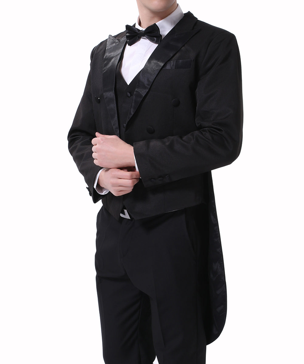 Black Swallowtail 3-Piece Slim Fit Dinner Suit for Men | Formal Evening Wear | Wedding, Gala & Special Occasion Attire