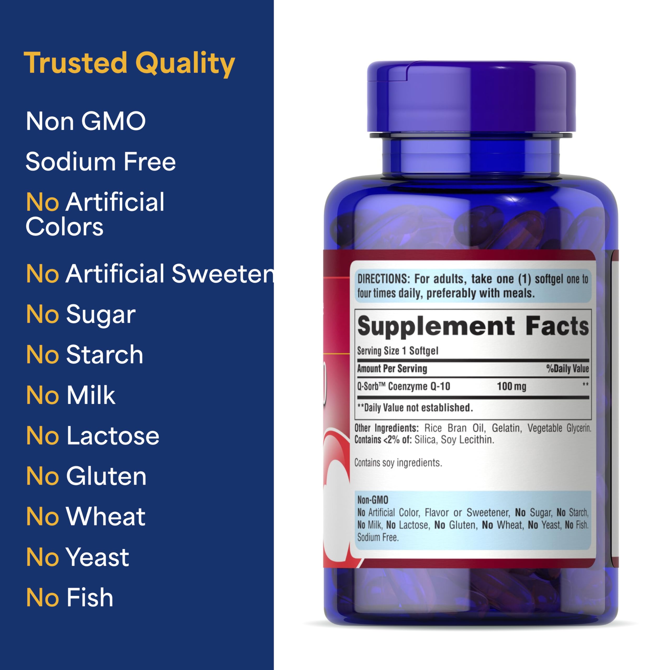 Puritan's Pride CoQ10 100mg Softgels - Heart Health & Blood Pressure Support Supplement with Antioxidant Benefits for Energy & Healthy Aging - 240 Rapid Release Capsules (2-Pack) - Perfect for Daily Wellness Routine & Cardiovascular Support