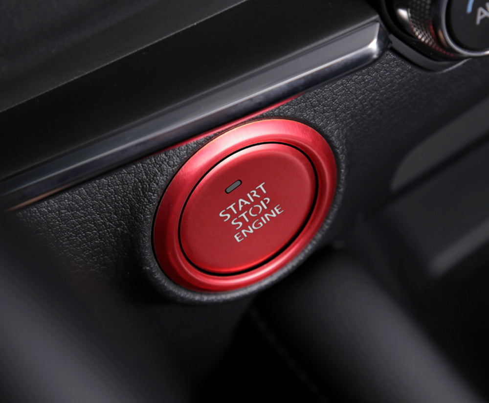 2PCS Red Keyless Engine Push Start Button & Surrounding Ring Compatible with 2019-2024 Mazda 3 - Easy Installation & Premium Upgrade for Interior Styling