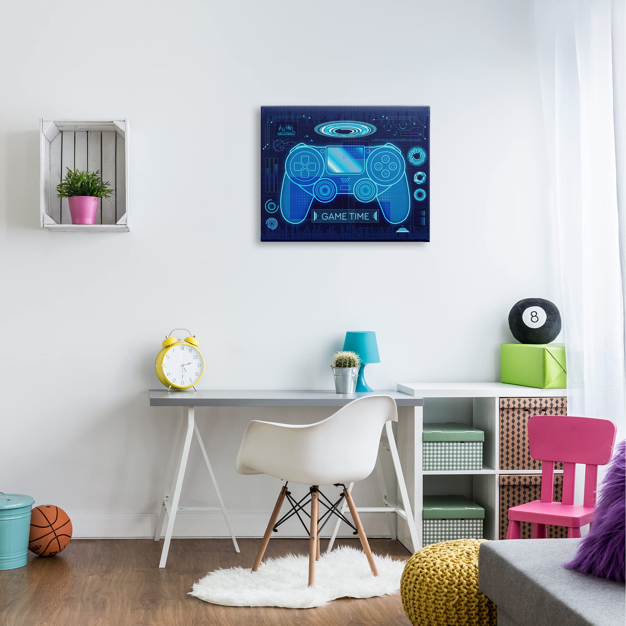 Stupell Industries Game Time Bold Blue Computer Theme Gaming Controller - Modern Art Design by Ziwei Li | Perfect for Gamers, Gaming Room Decor & Gifts for Video Game Lovers