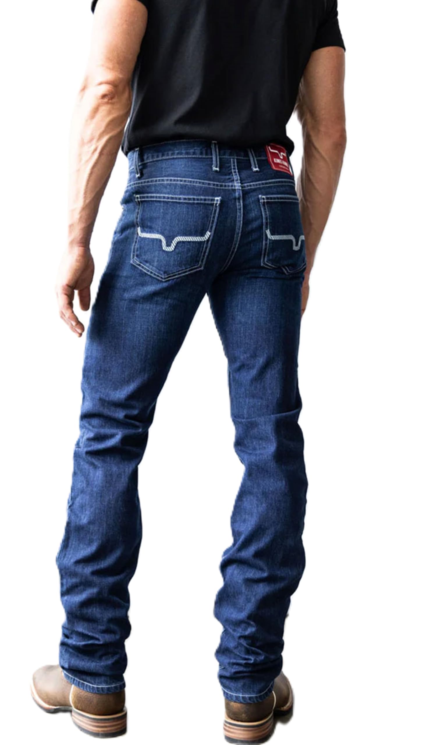 Kimes Ranch Men's Thomas Casual Western Cowboy Jeans - Mid-Low Rise, Straight Fit & Boot Cut - Blue Denim for Everyday Wear and Rodeo Events