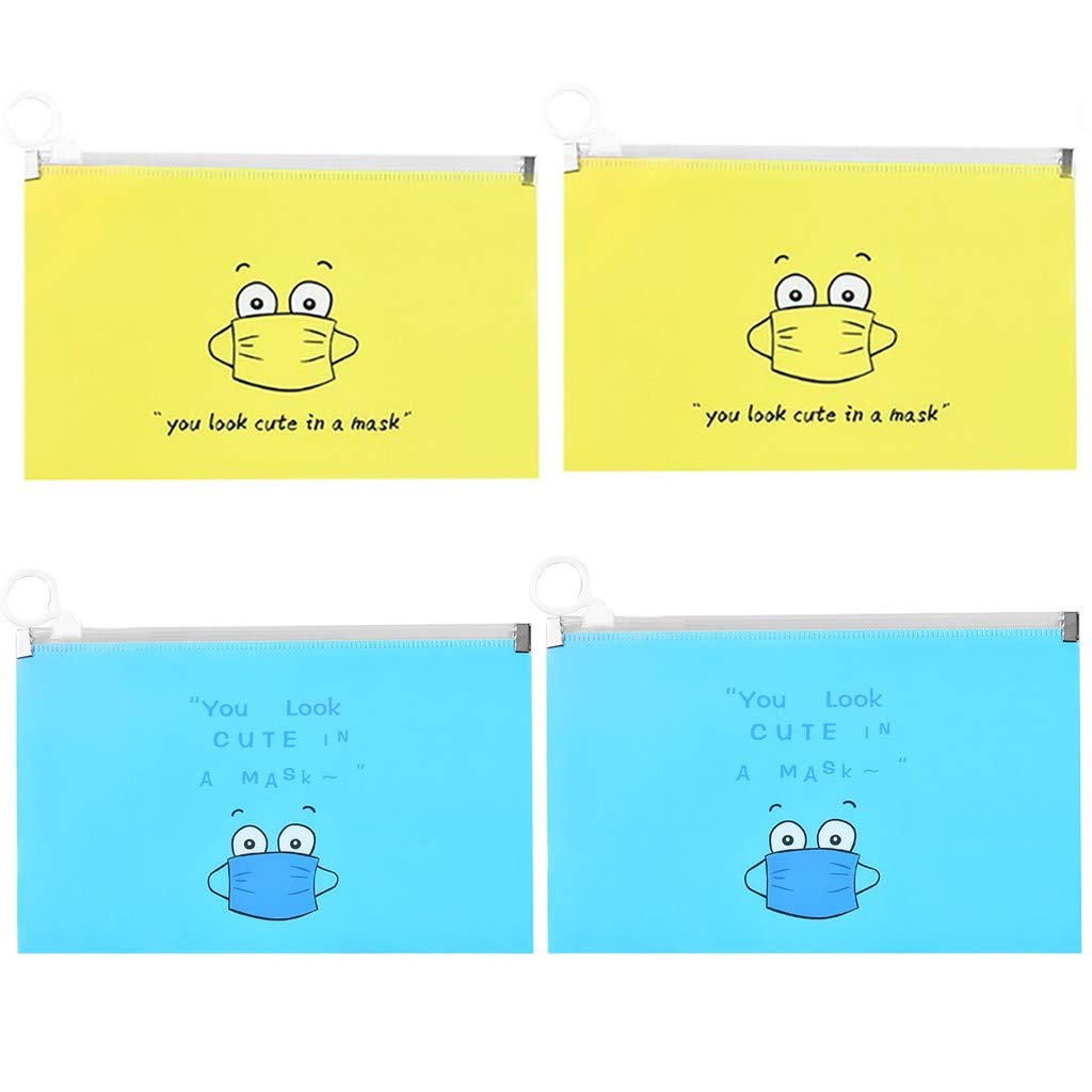 4-Pack Reusable Mask Storage Case - Waterproof & Dustproof Zippered Organizer for Disposable & Cloth Masks | Portable, Foldable Travel & Daily Use Mask Holder for Home, Office & Outdoor Activities