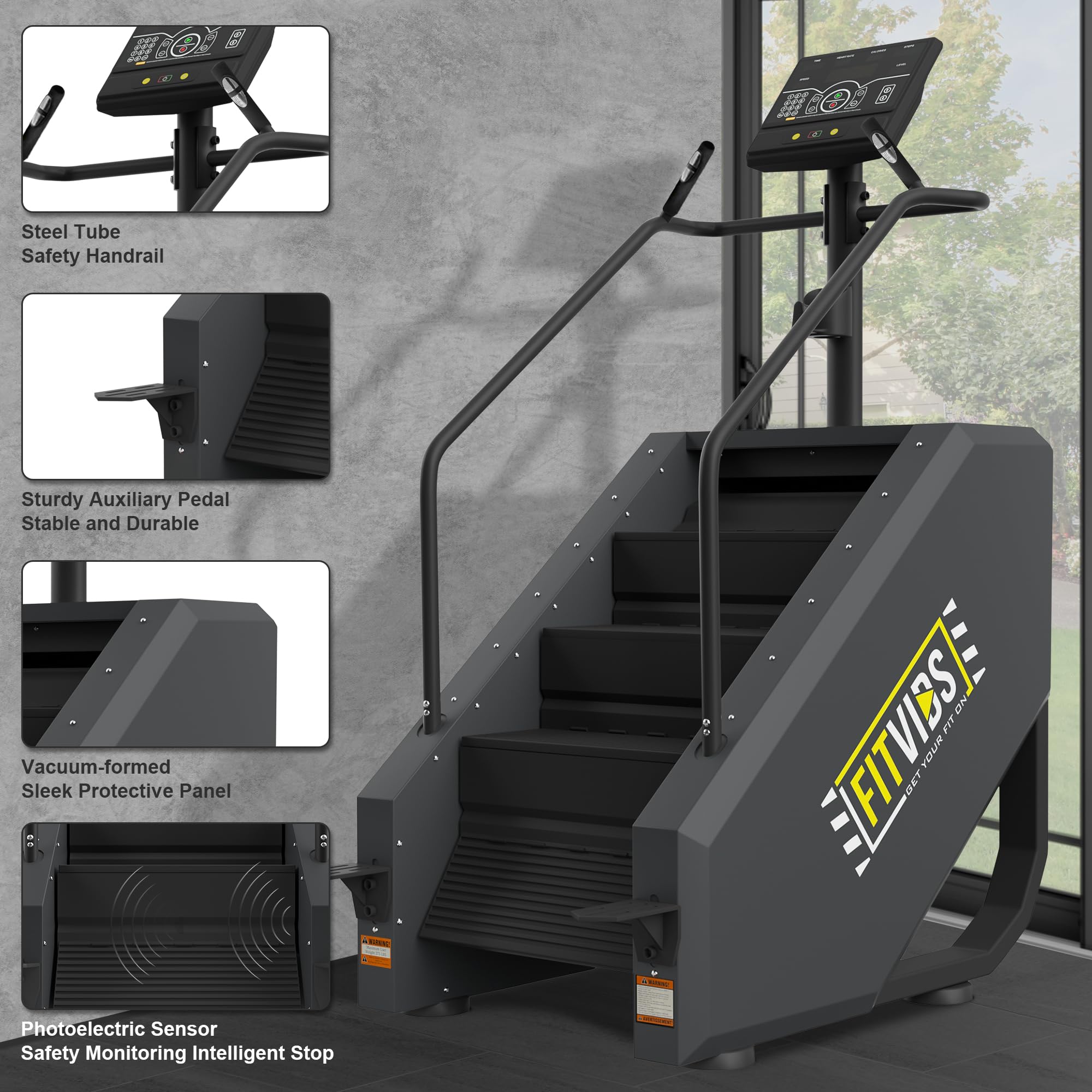 Commercial Grade Stair Stepper Machine - Continuous Climbing Stepper for Cardio & Lower Body Workouts - Home Gym & Office Fitness Equipment