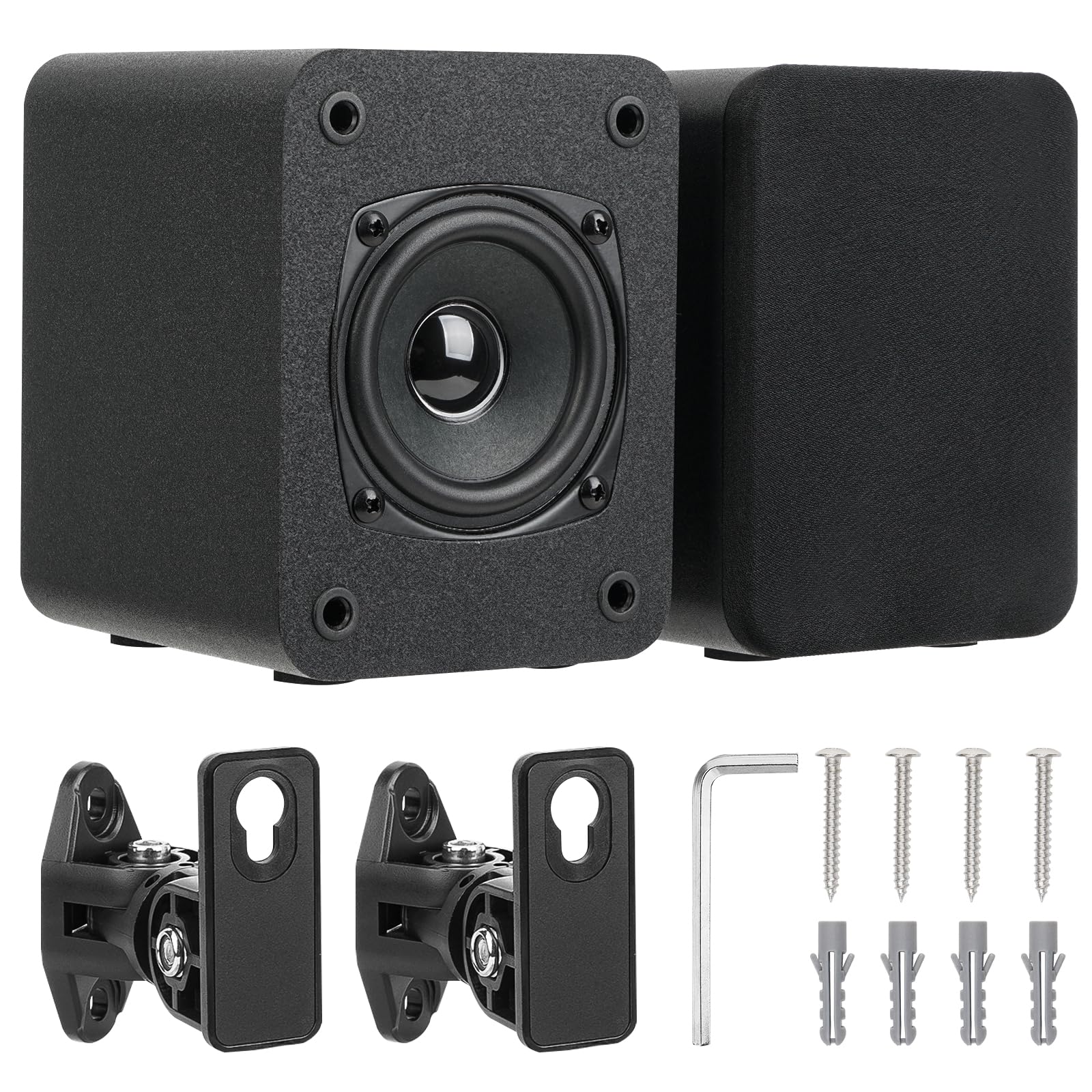 Saiyin Wall Mount Passive Speakers - Indoor Rear Surround Sound Stereo Speakers for Midrange & High-Frequency, Passive Bookshelf Speakers for Home Theater, Receiver or Amplifier Required - Perfect for Living Room and Home Cinema Setup