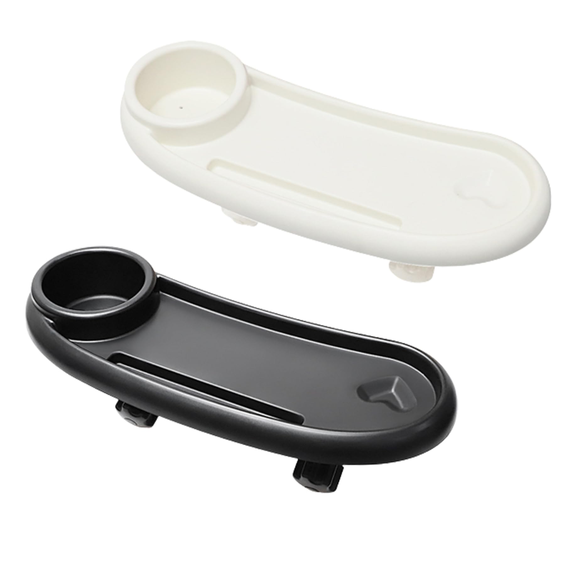 Universal Stroller Snack Tray with Cup Holder & Phone Pocket - Removable, Reusable Baby Pram Food Tray with Non-Slip Grip Clip for Stroller Bars (Black) - Perfect for On-the-Go Snacking, Park Outings & Stroller Walks