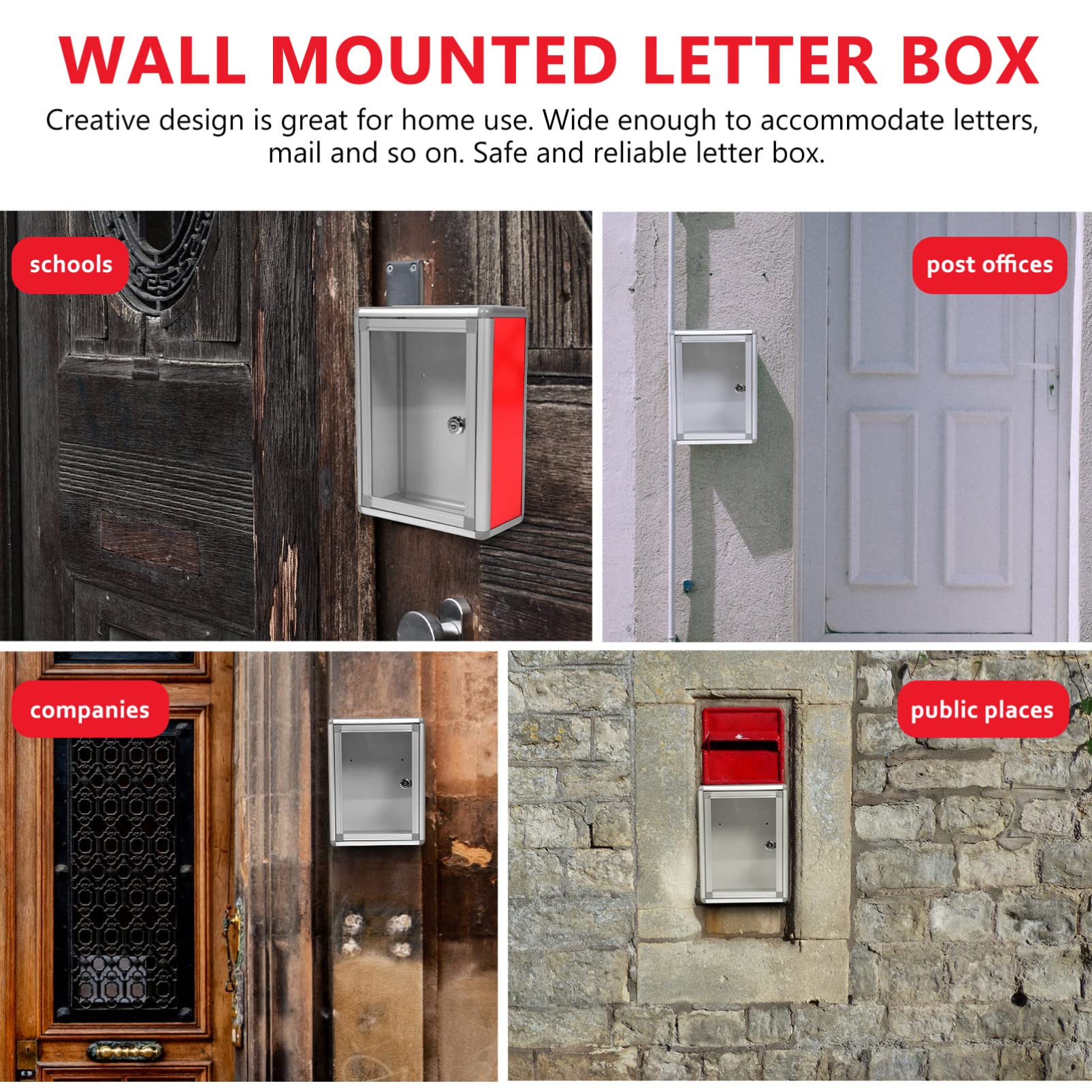 Cabilock Metal Donation Box with Lock - Wall Mounted Drop Box for Mail, Newspapers & Magazines - Secure Collection Box for Office, Commercial Use & Suggestion Box - Ideal for Businesses, Schools & Public Spaces