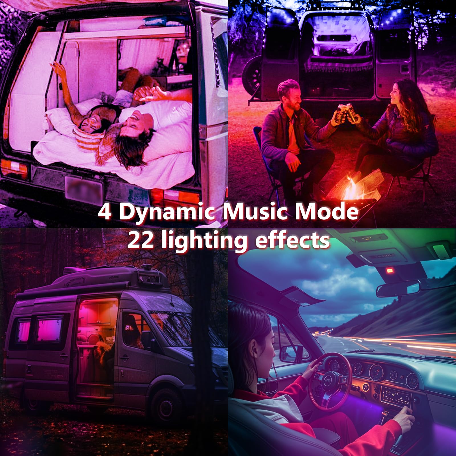 Smart APP Controlled Multicolor LED Car Interior Lights Kit - Music Sync, DIY Mode, 5V USB for Cars, Trucks & SUVs | Enhance Ambience for Night Driving, Parties & Custom Vehicle Lighting