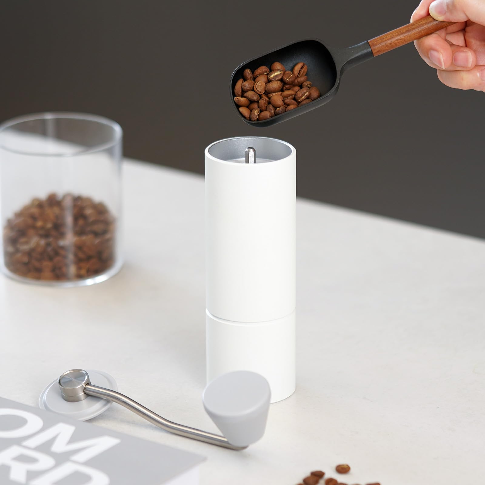 TIMEMORE Chestnut C2 Manual Coffee Grinder - Stainless Steel Conical Burr, Adjustable Settings, 20g Capacity - Perfect for Pour Over, French Press, Espresso - Travel, Camping, Home & Office Use - White