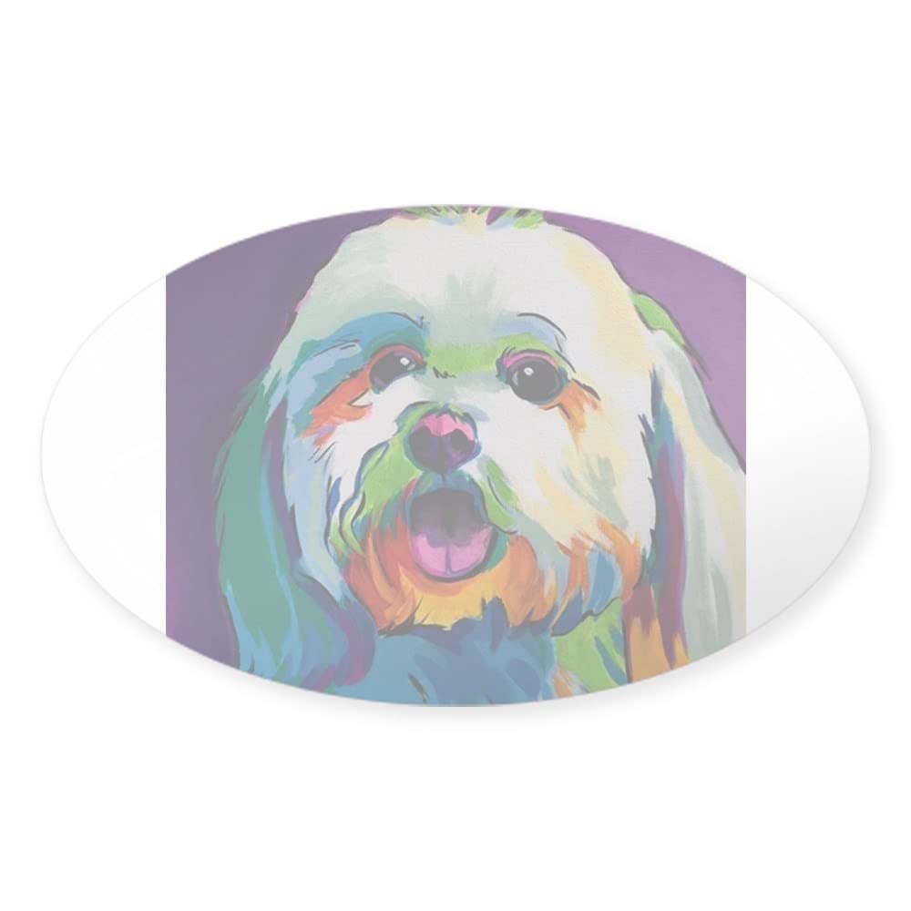 Dash The Pop Art Dog Sticker - Euro Oval Bumper Decal for Cars, Laptops & Water Bottles | Vibrant Vinyl Car Sticker for Auto Enthusiasts & Pet Lovers