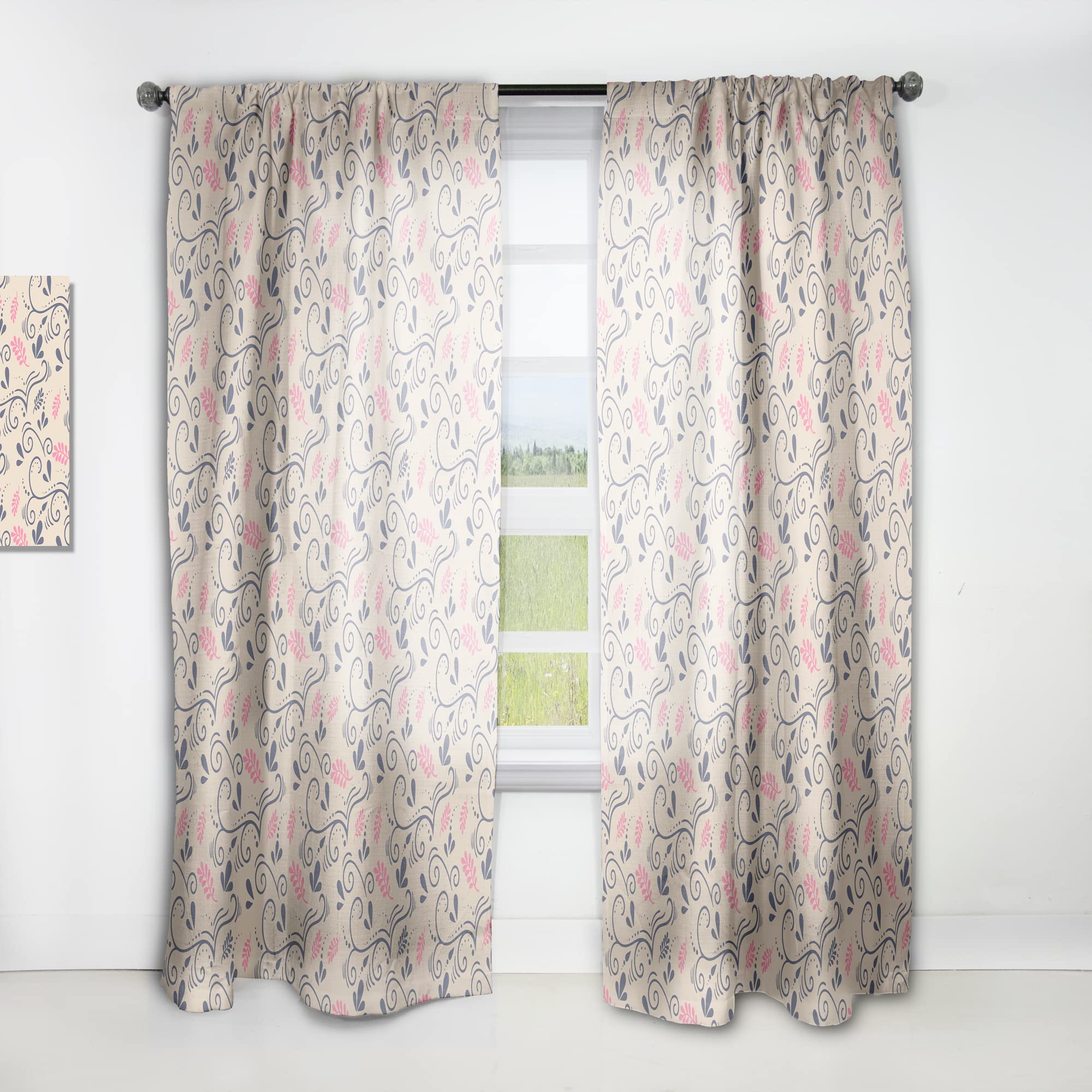 DesignQ Retro Botanical Pattern X Thermal Insulated Curtains - Single Panel 52x84 Inches for Bedroom & Living Room - Blackout Drapes for Home Decor, Privacy & Energy Efficiency